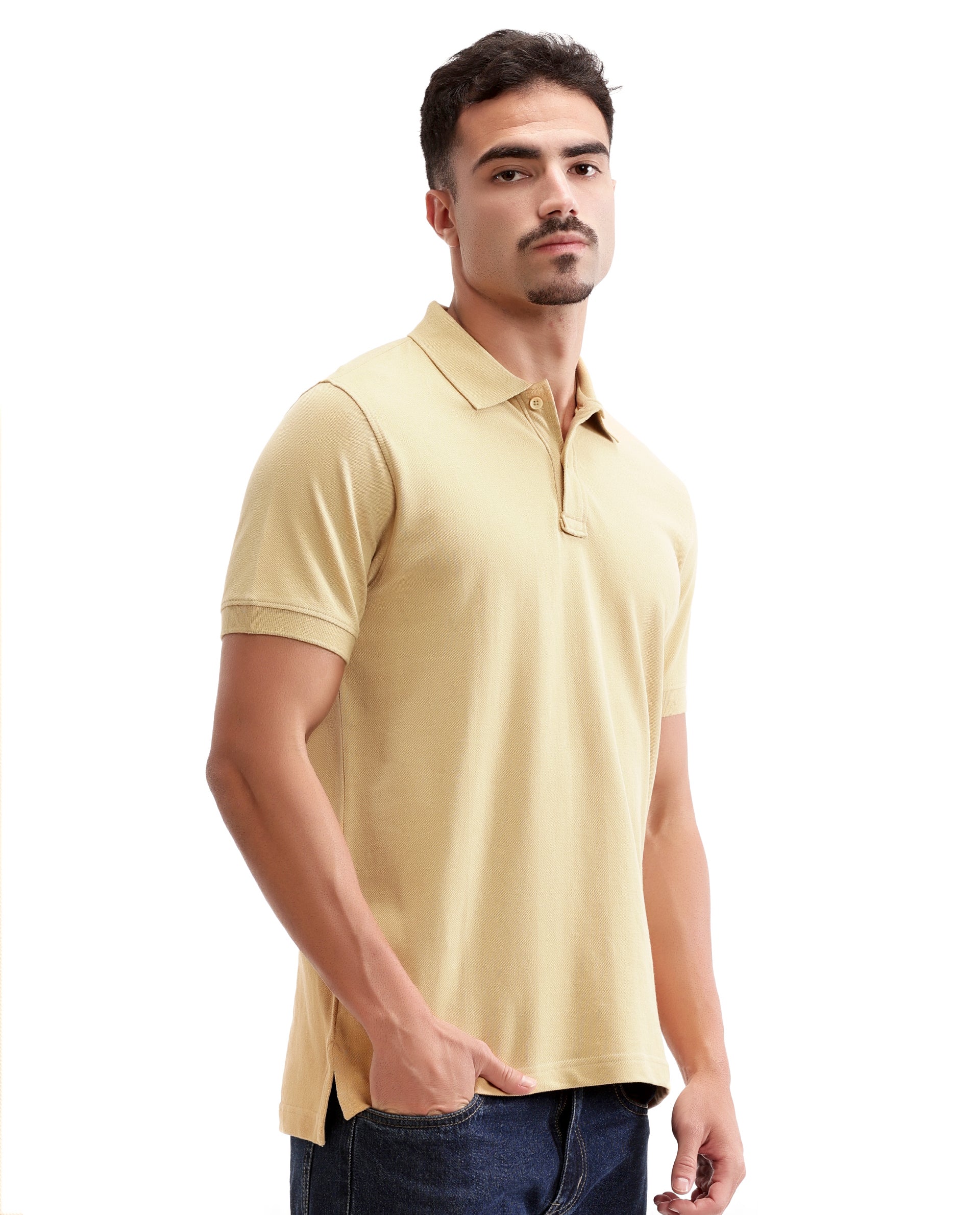 Camel Beige Pique Polo
