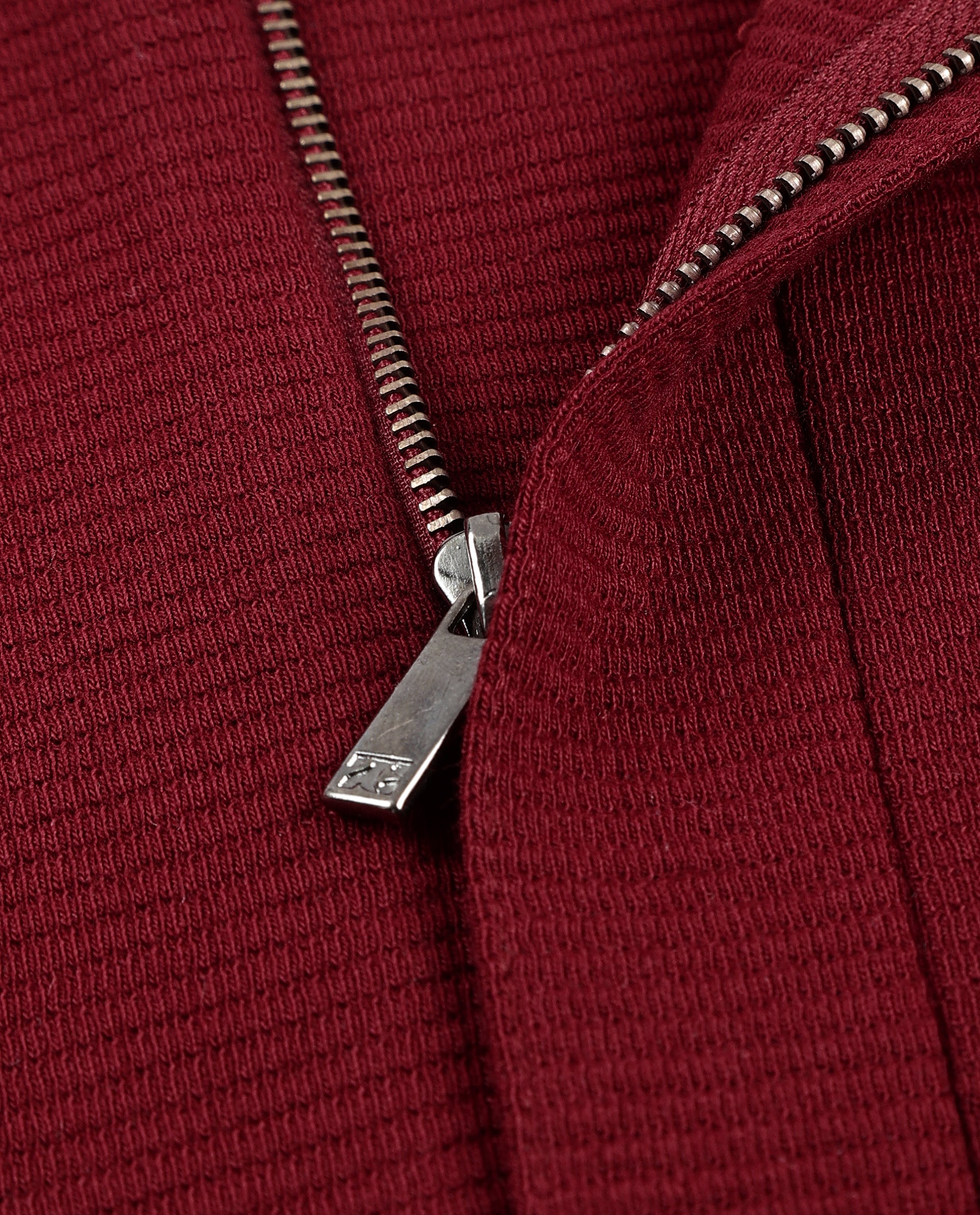 Bordeaux Maroon Knitted Ottoman Polo with 7C Metal Zip