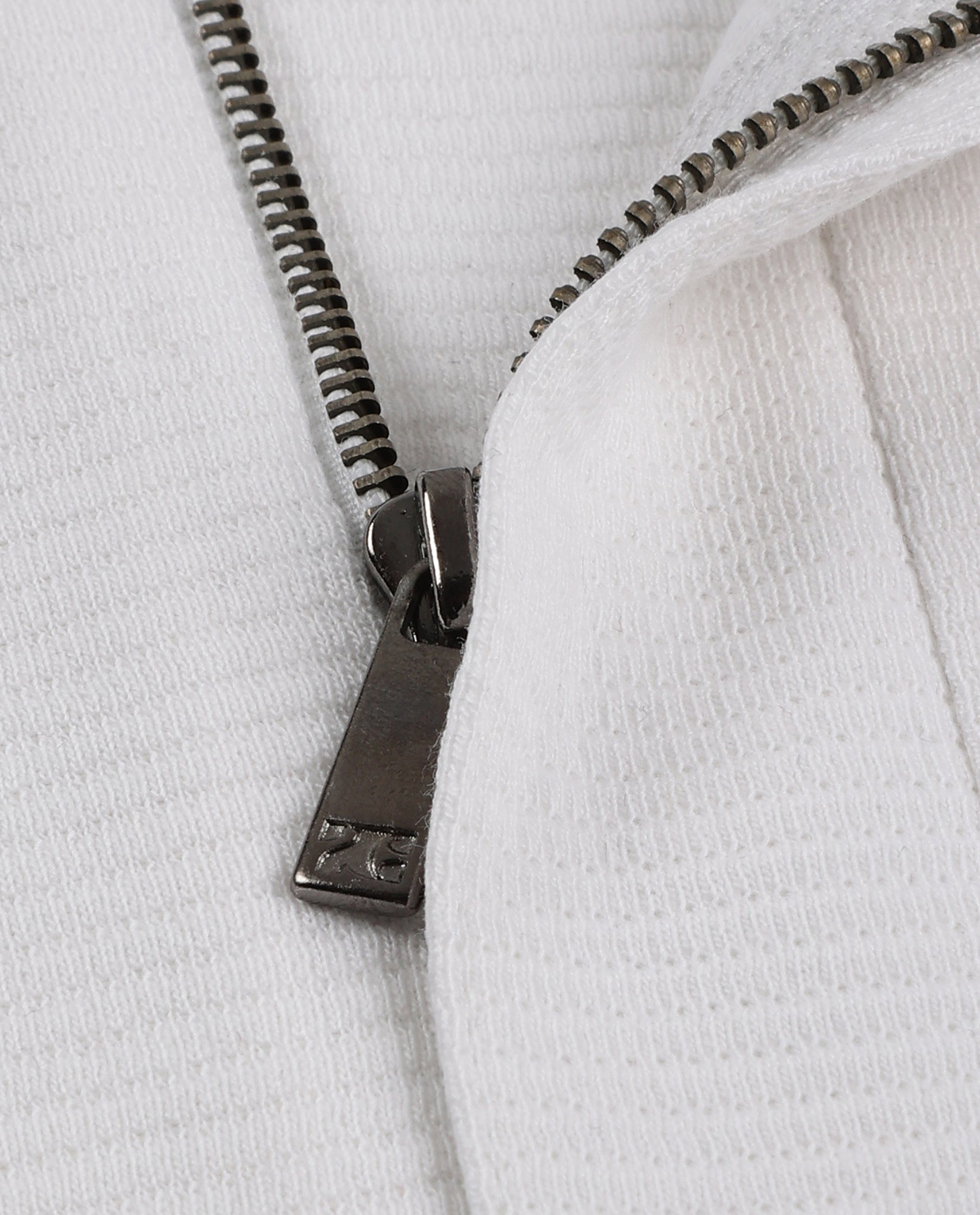 Pure White Knitted Ottoman Polo with 7C Metal Zip