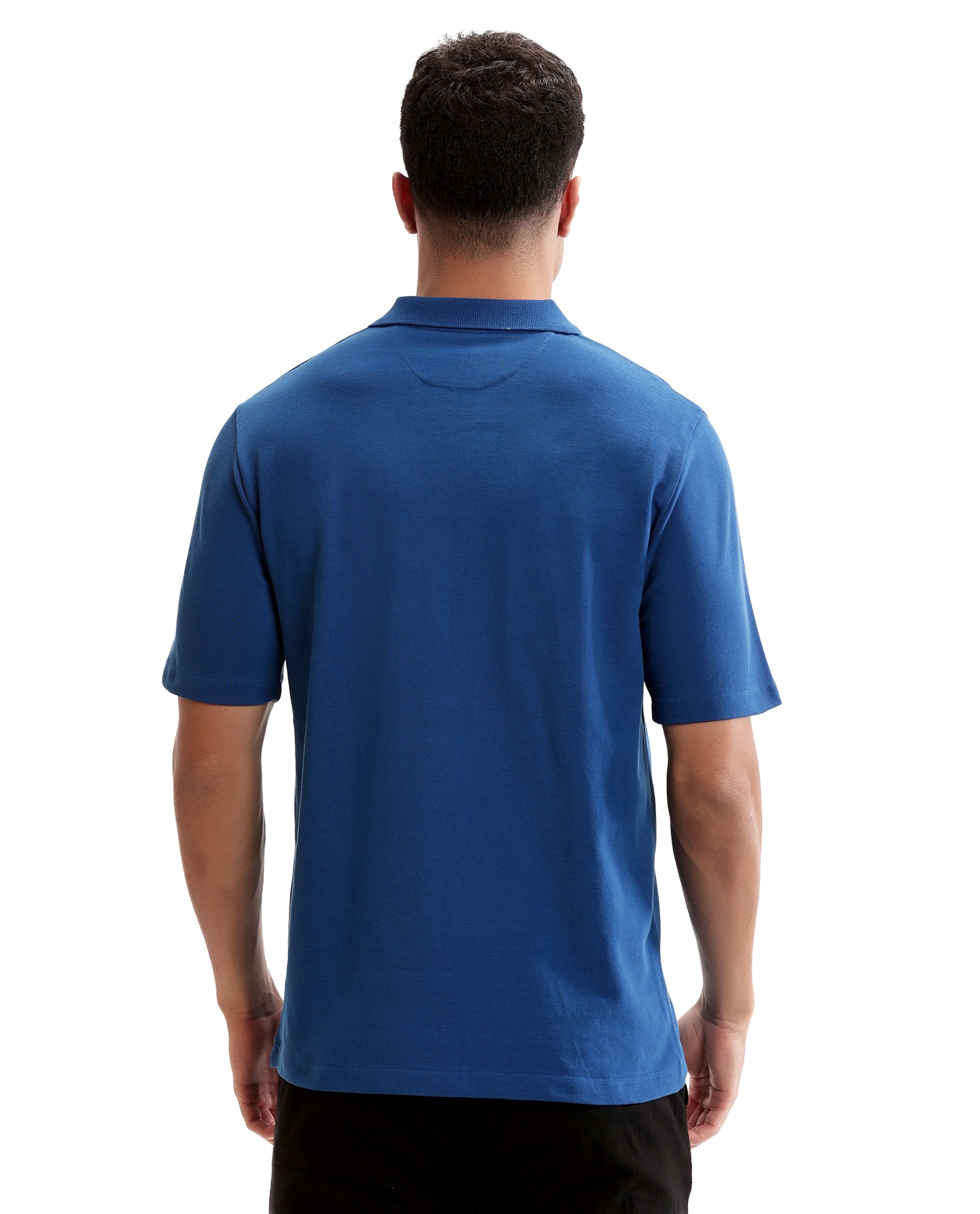 Imperial Prussian Blue Pique Johnny Collar Polo