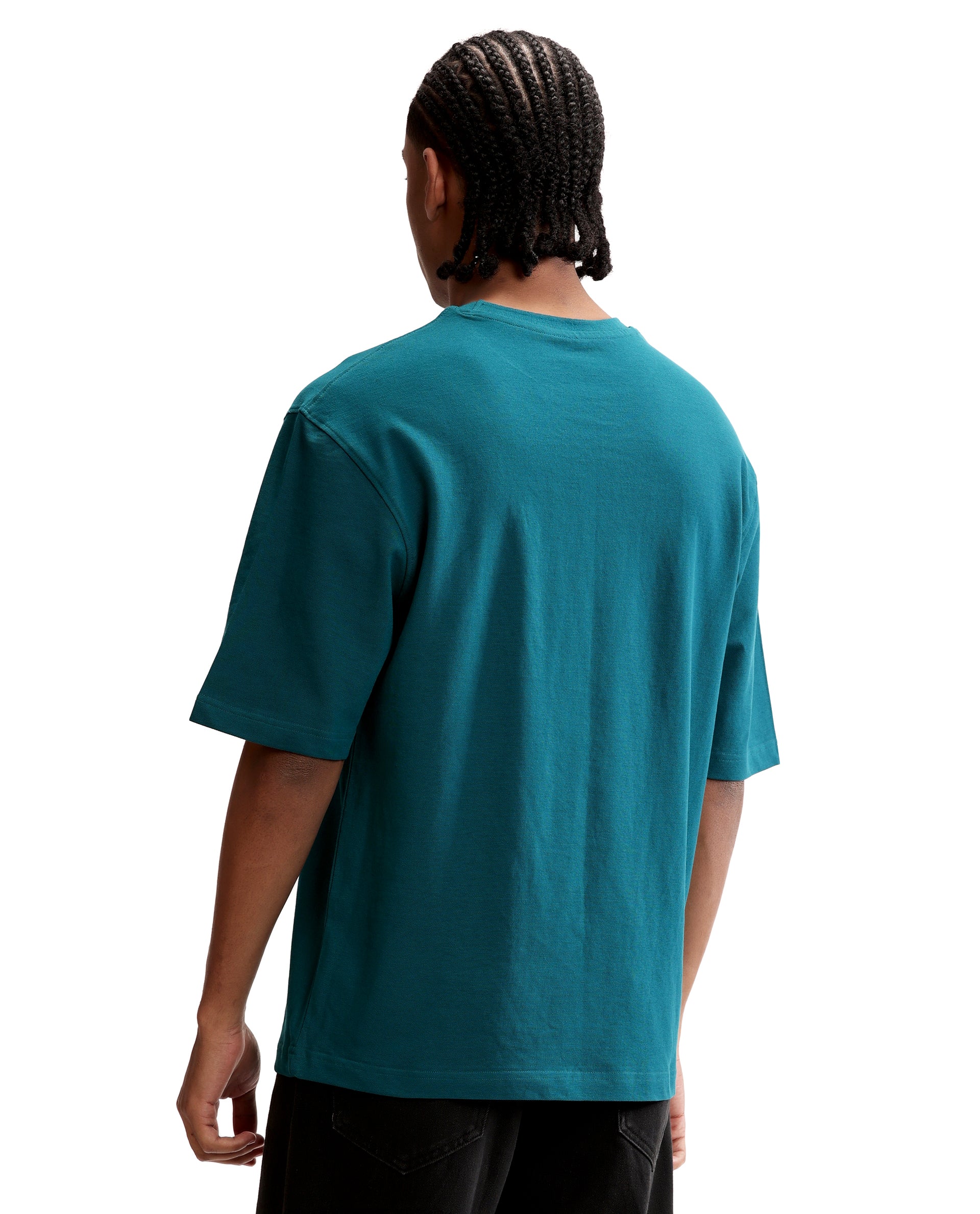 Ocean Teal Pique Crew Neck Oversized T-Shirt
