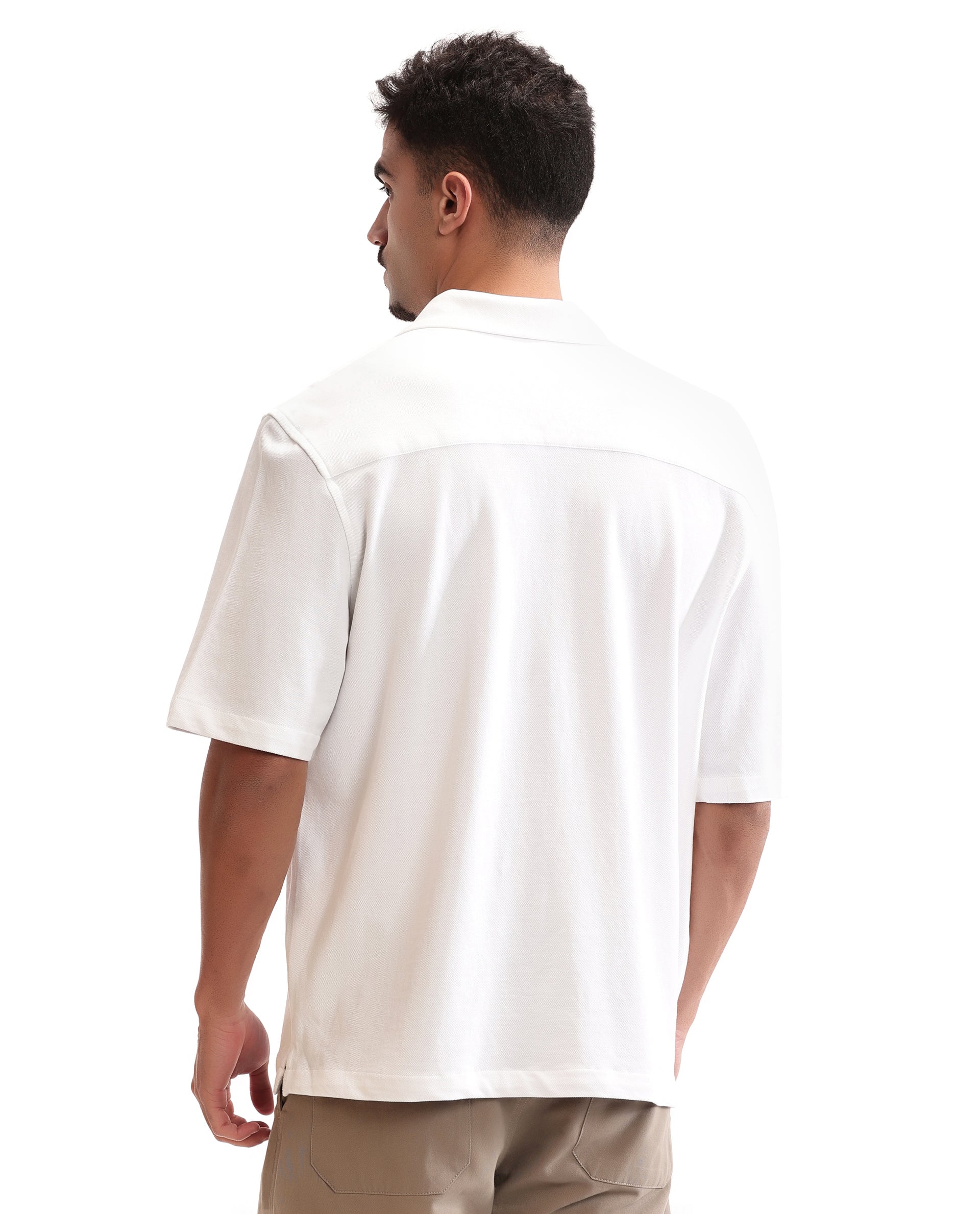 Pure White Pique Knit Shirt