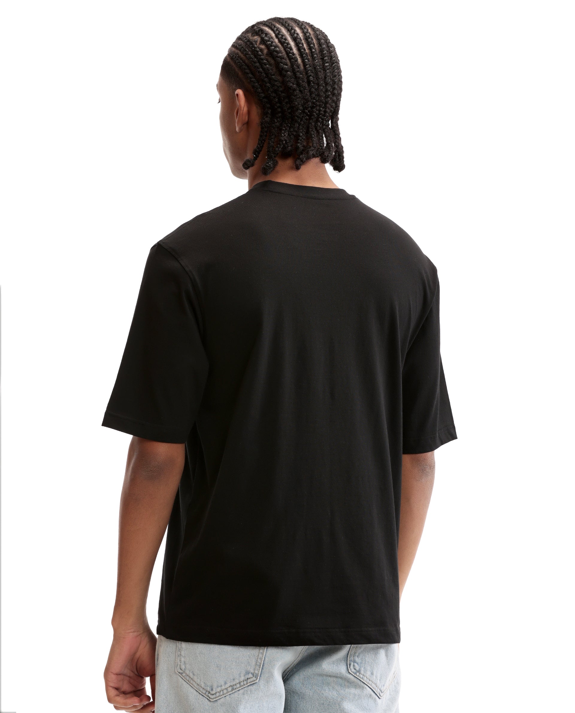 Charcoal Black Single Jersey Crew Neck Oversized T-Shirt with Crystal Finish Rhinestones