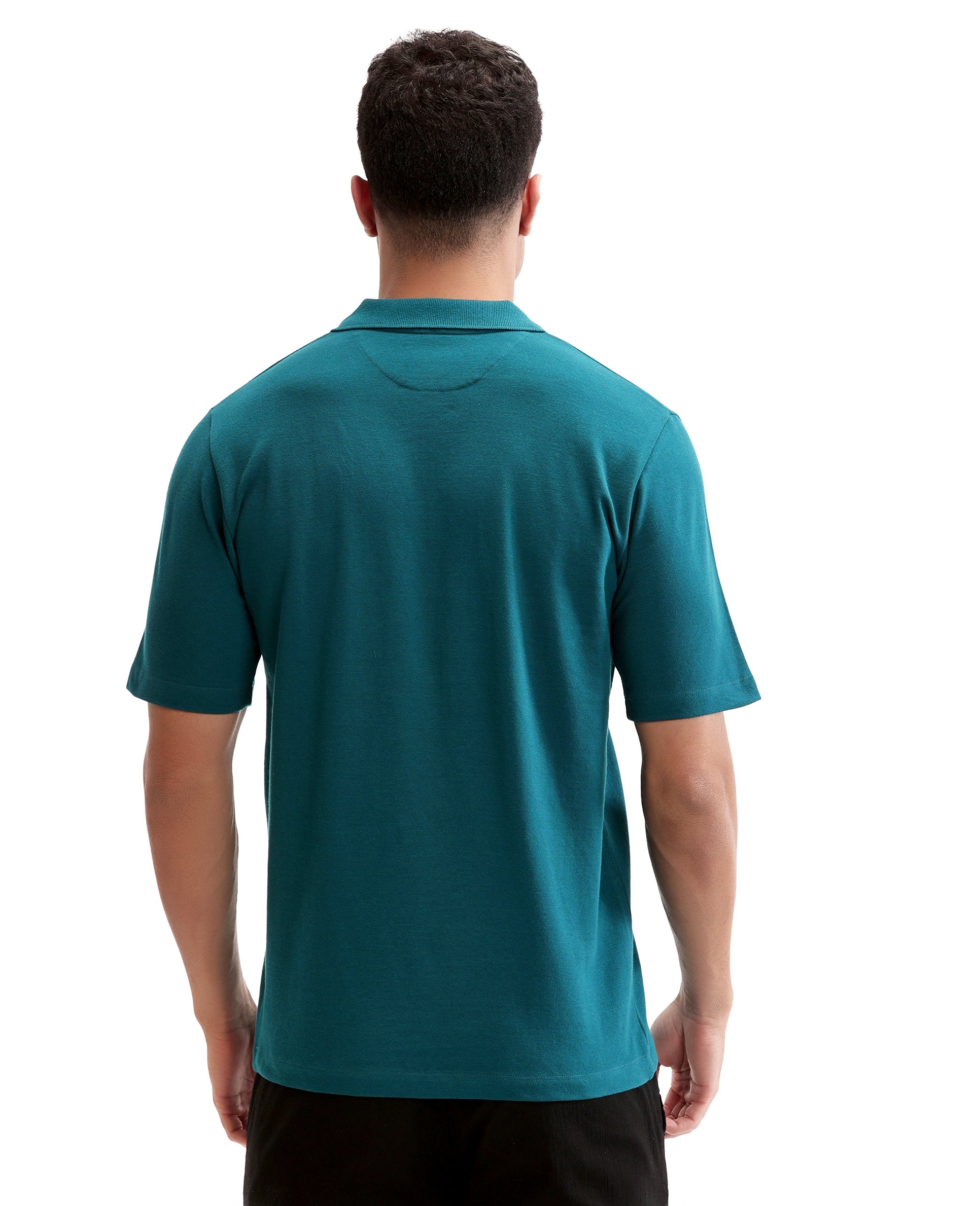 Ocean Teal Pique Johnny Collar Polo