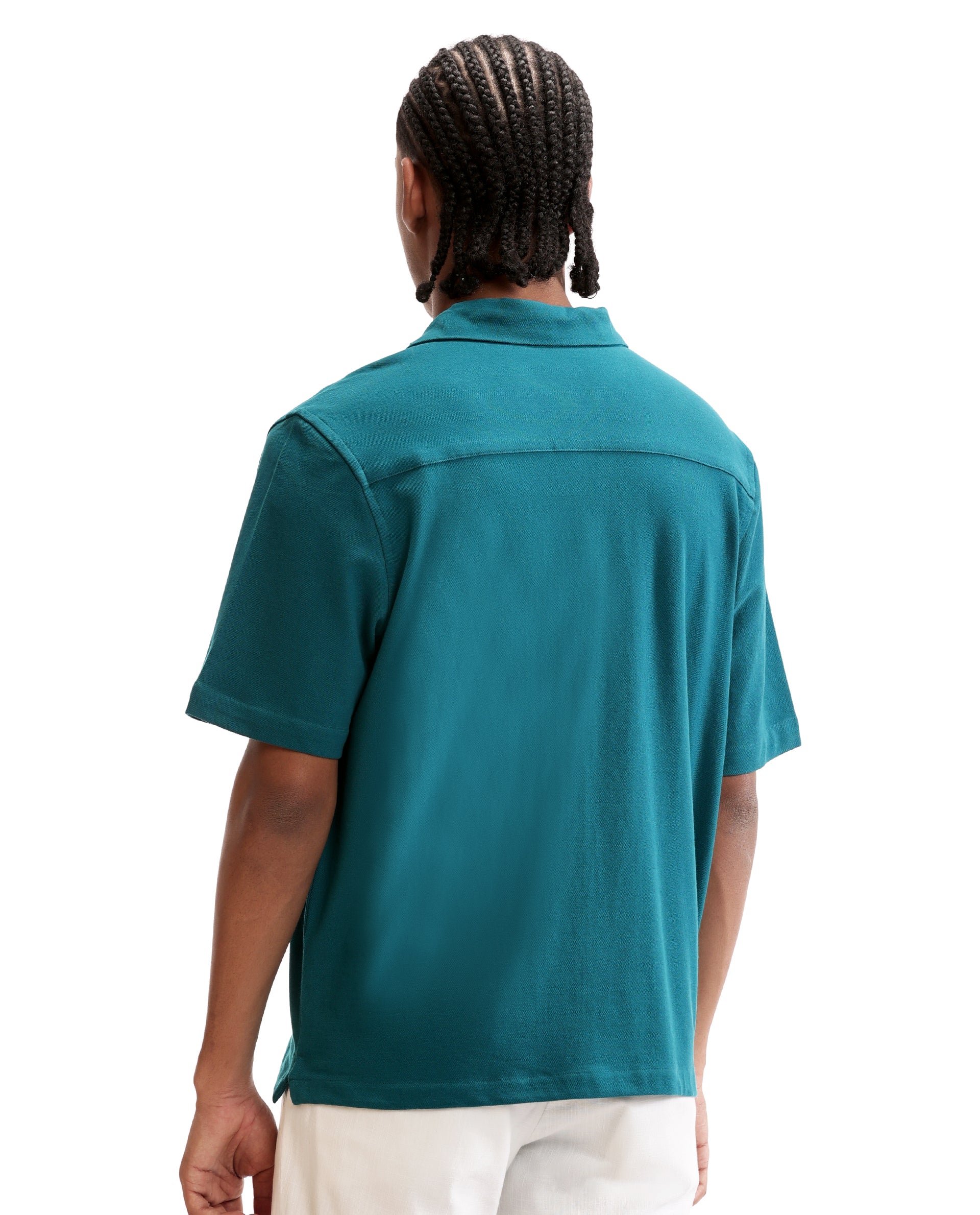 Ocean Teal Pique Knit Shirt with HD Print