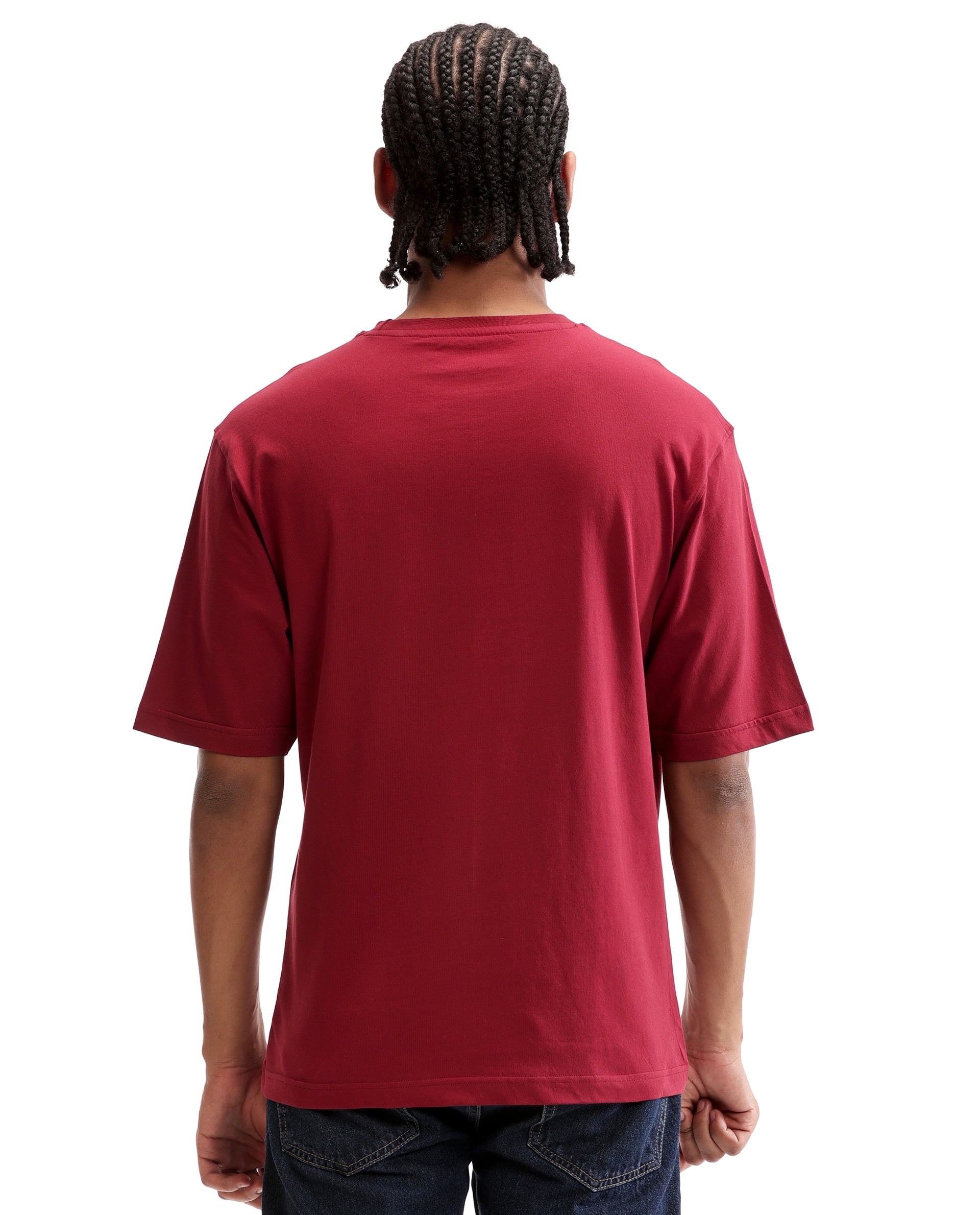 Bordeaux Maroon Single Jersey Crew Neck Oversized T-Shirt with 7C Premium HD Print