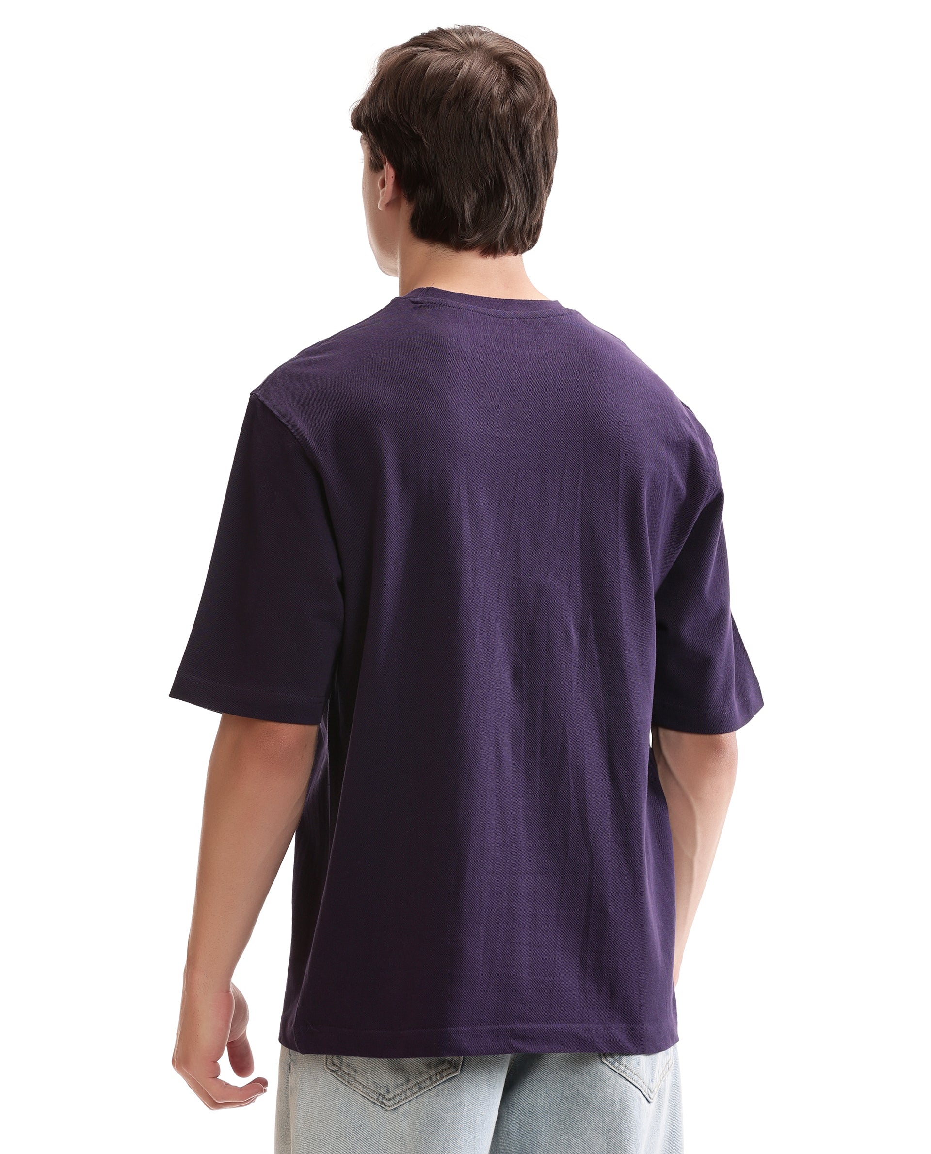 Deep Purple Pique Crew Neck Oversized T-Shirt