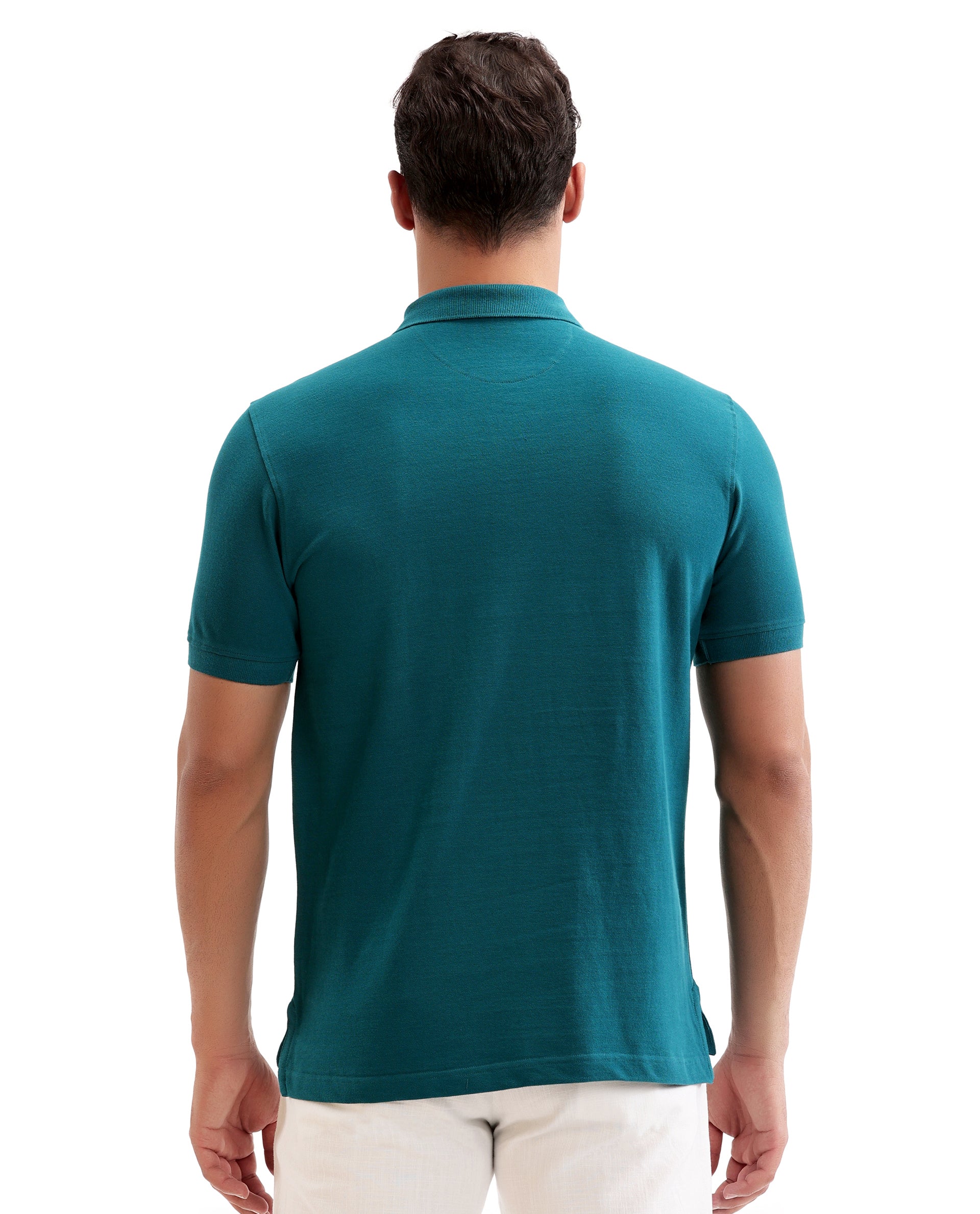 Ocean Teal Pique Polo with 7C Snap Buttons, Metal Badge
