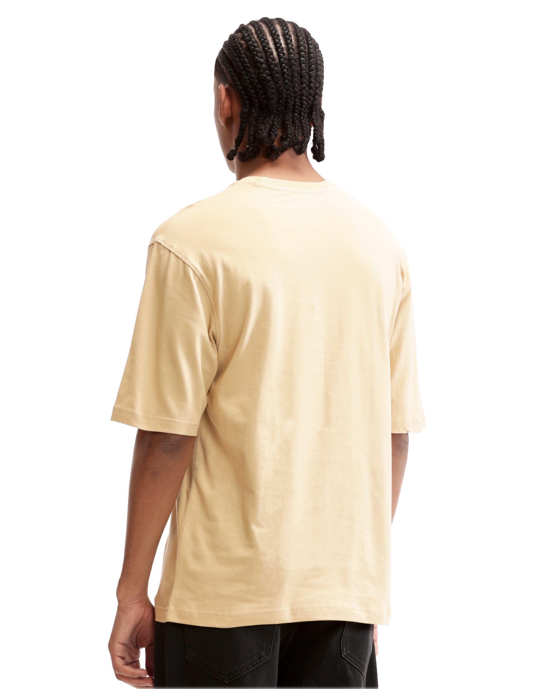 Camel Beige Single Jersey Crew Neck Oversized T-Shirt