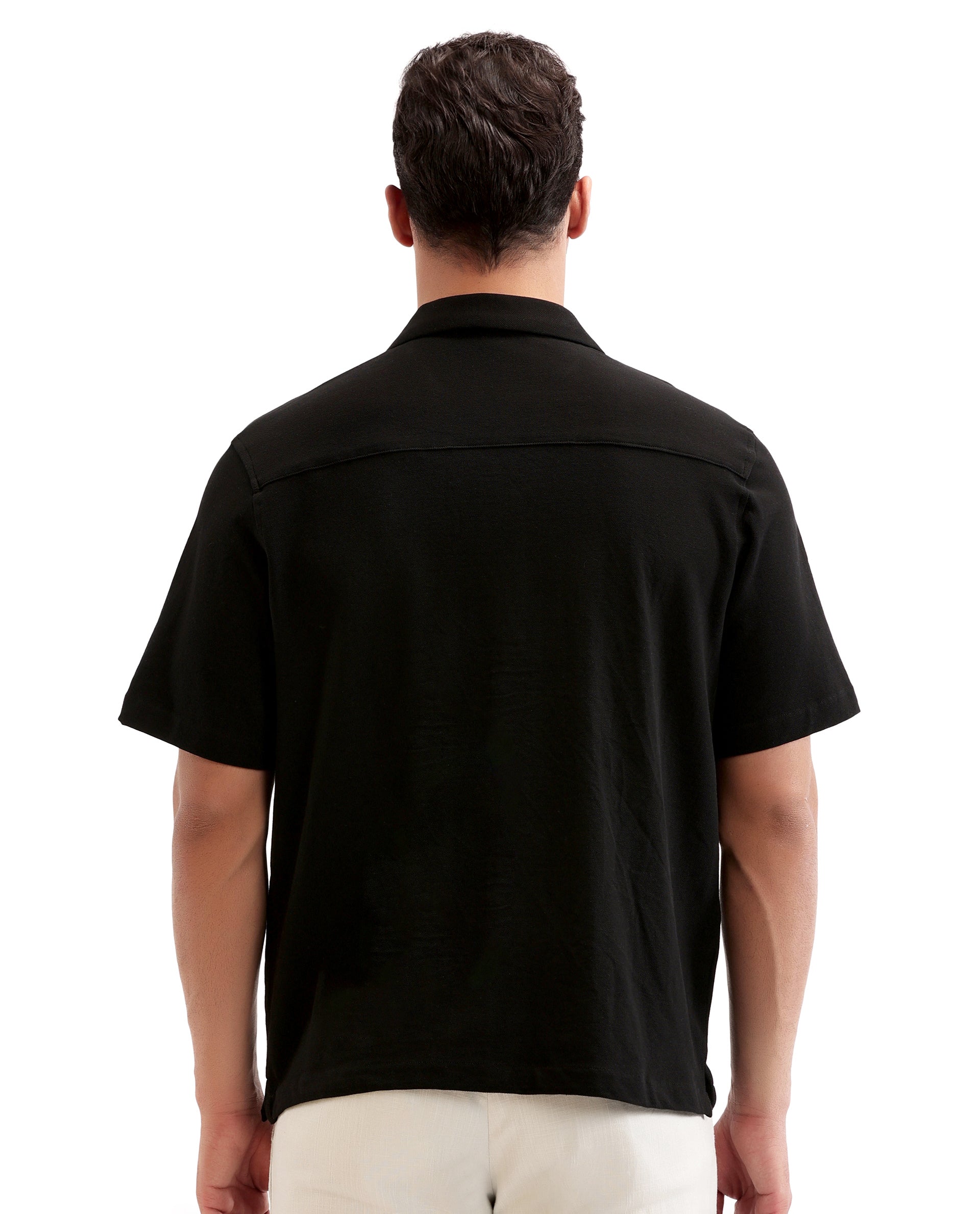 Charcoal Black Pique Knit Shirt with 7C Engraved Snap Buttons, Gun Metal Badge