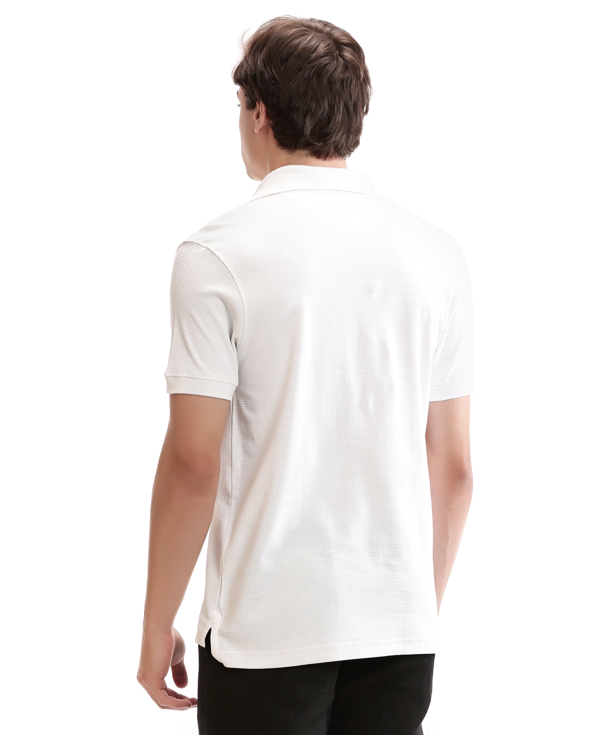 Pure White Knitted Waffle Polo with 7C Metal Zip