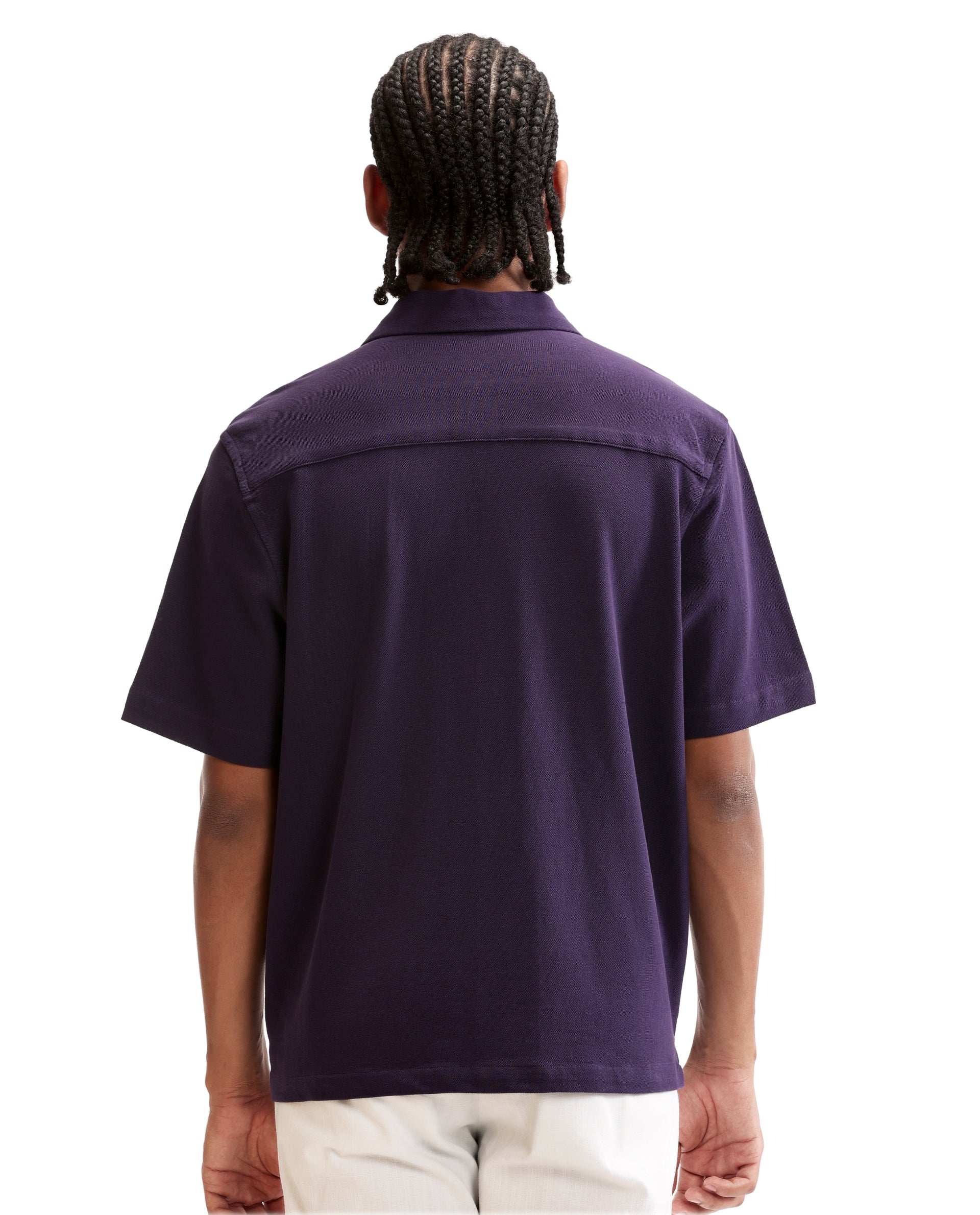 Deep Purple Pique Knit Shirt with HD Print