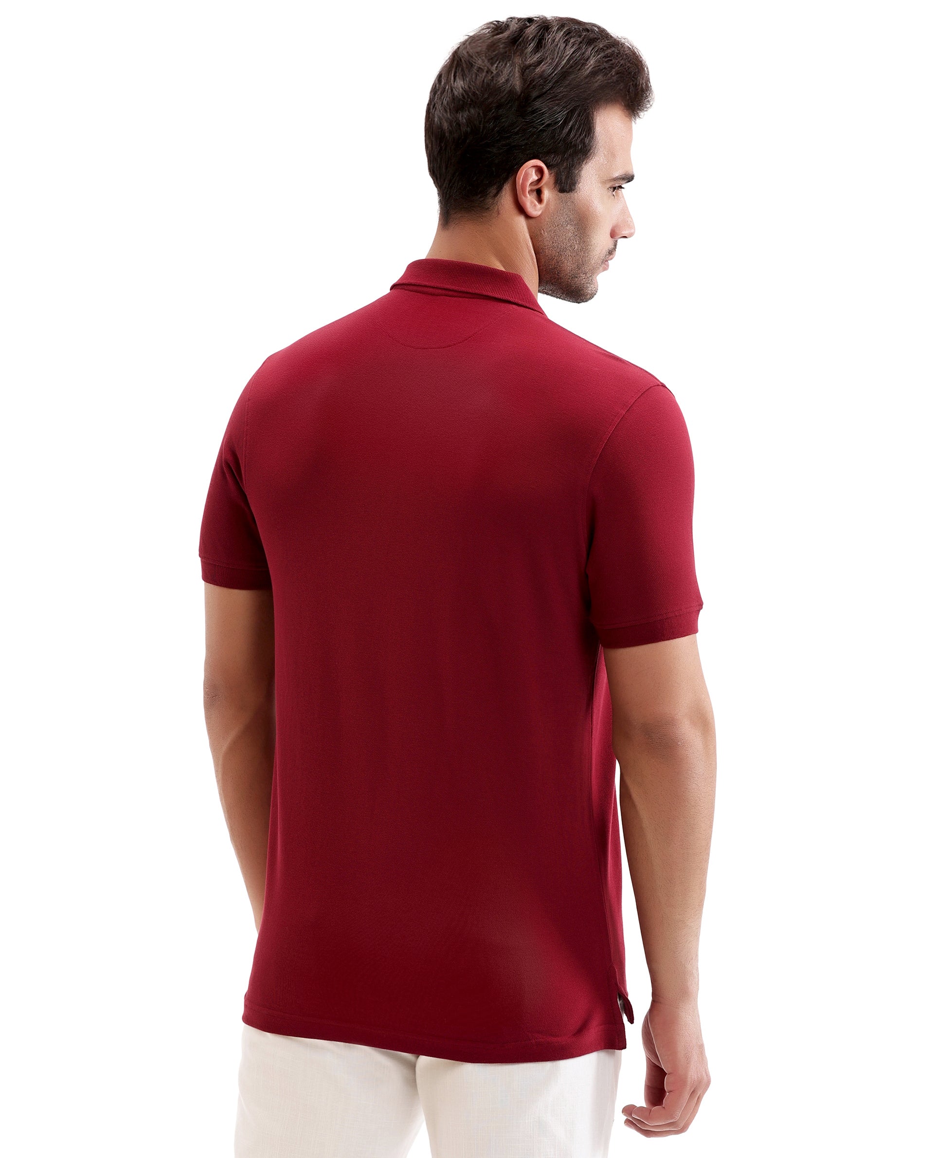 Bordeaux Maroon Pique Polo with Tone-on-Tone 7C Embroidery