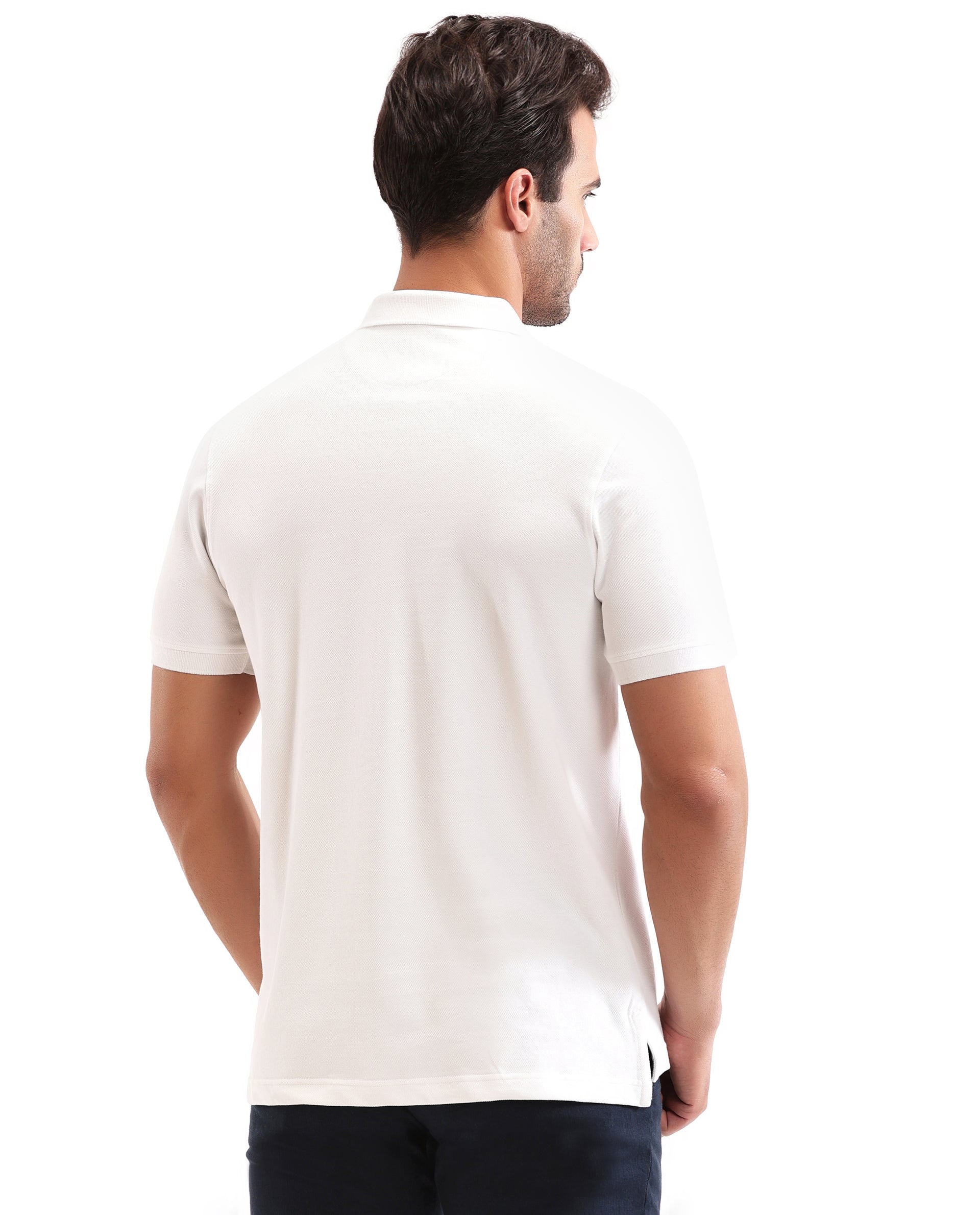 Pure White Pique Polo with Tone-on-Tone 7C Embroidery