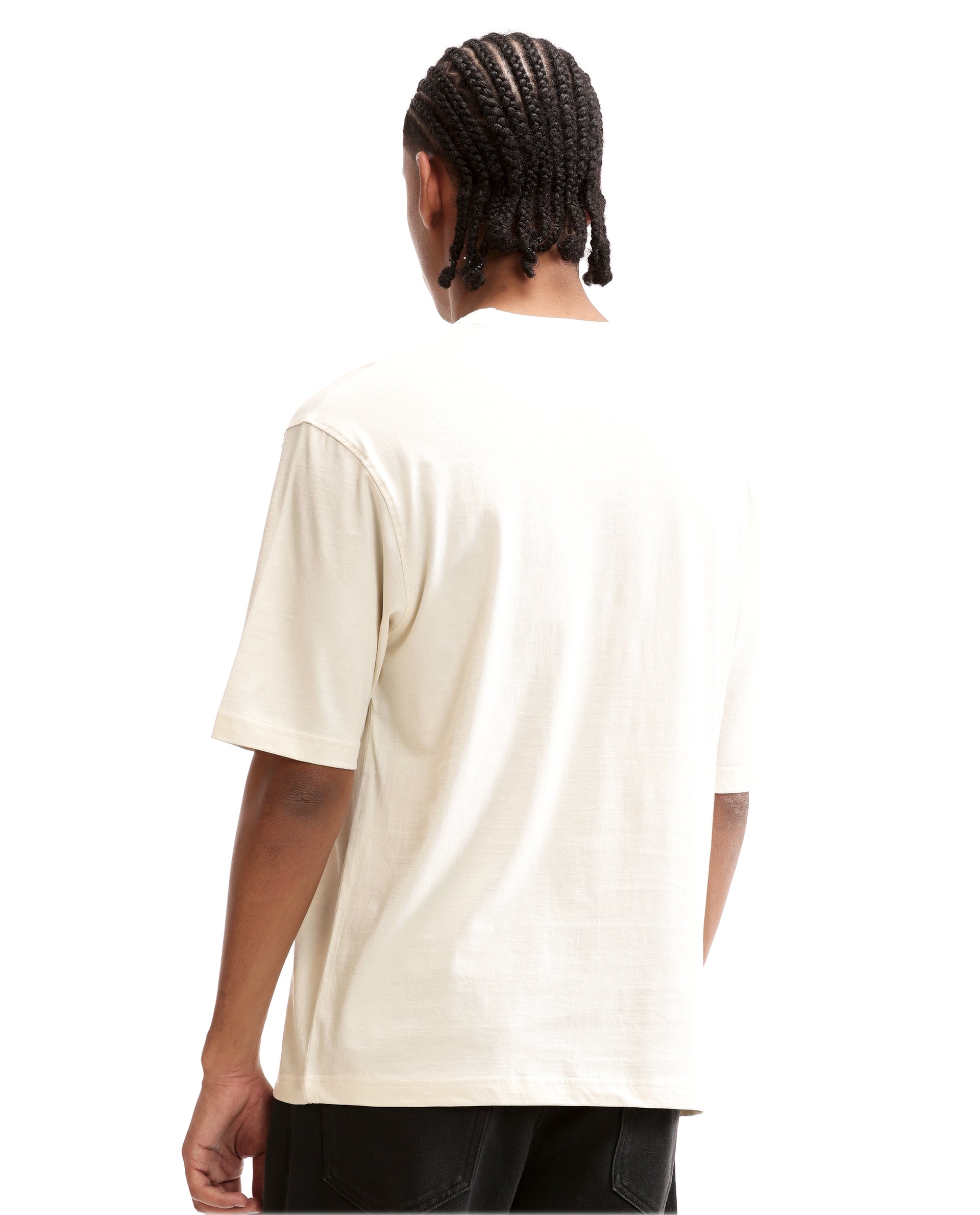 Ivory White Single Jersey Crew Neck Oversized T-Shirt