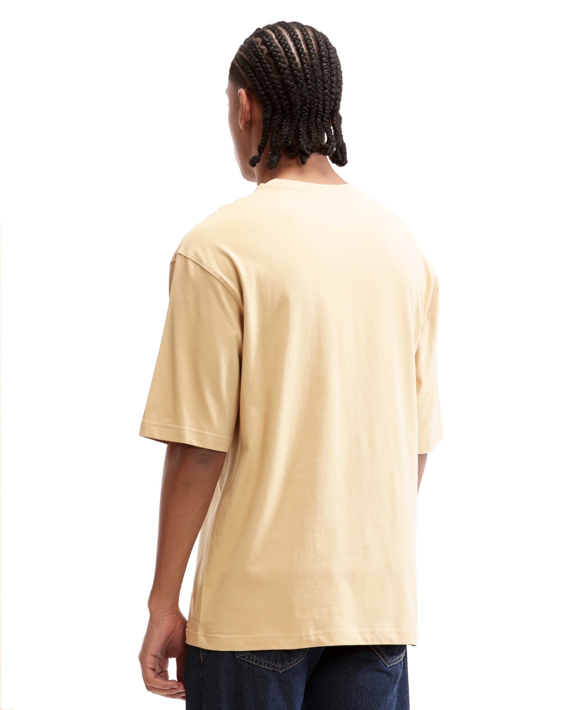 Camel Beige Single Jersey Crew Neck Oversized T-Shirt with 7C Premium HD Print