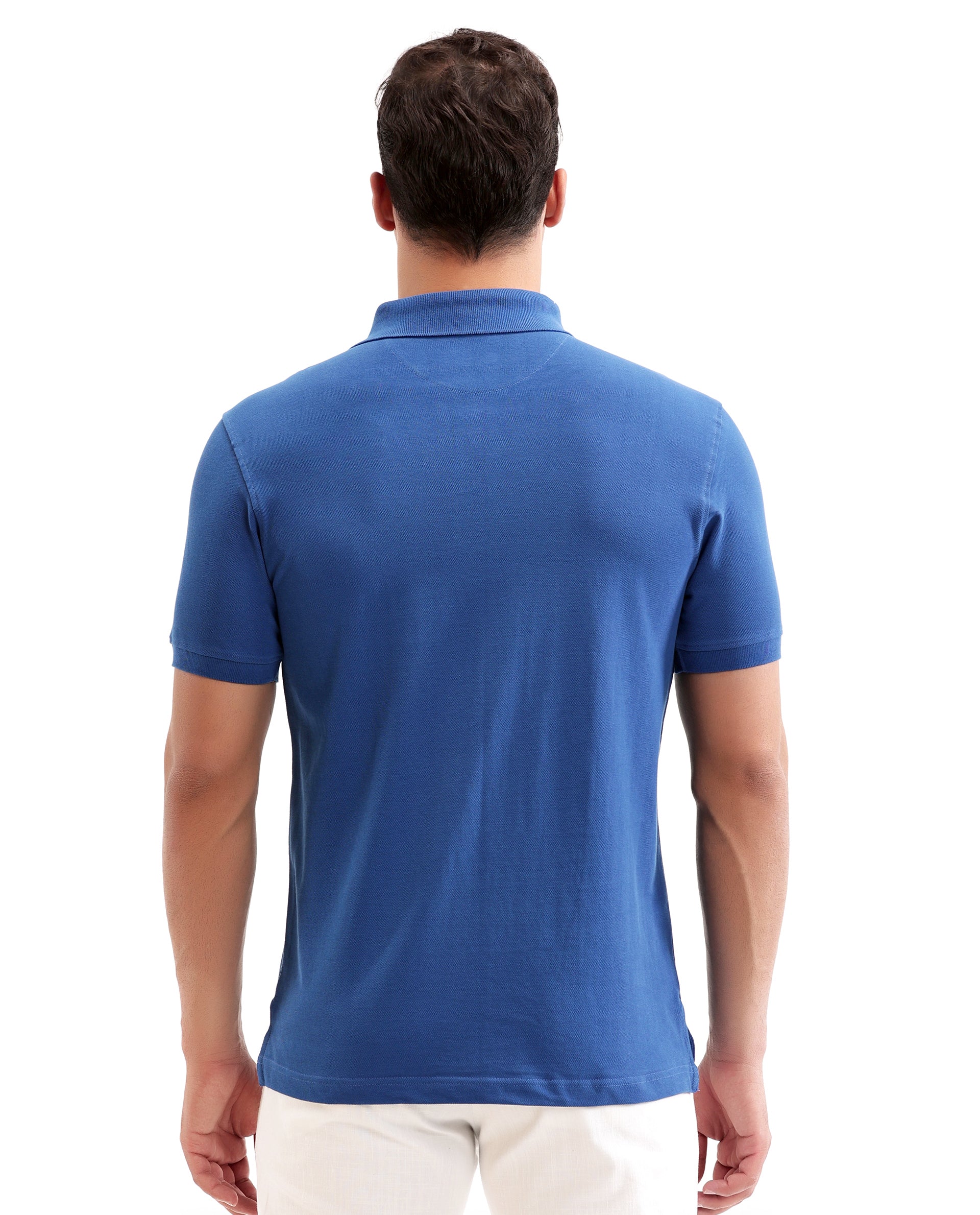 Imperial Prussian Blue Pique Polo with Concealed 7C Metal Zip, HD Print