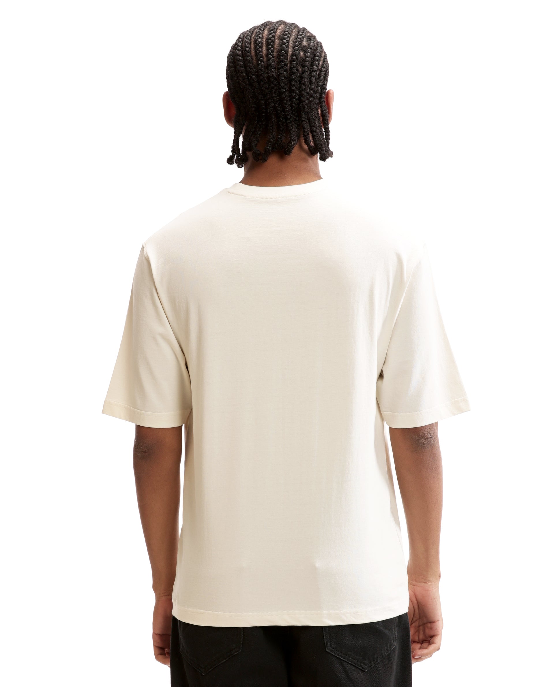 Ivory White Single Jersey Crew Neck Oversized T-Shirt with Crystal Finish Rhinestones