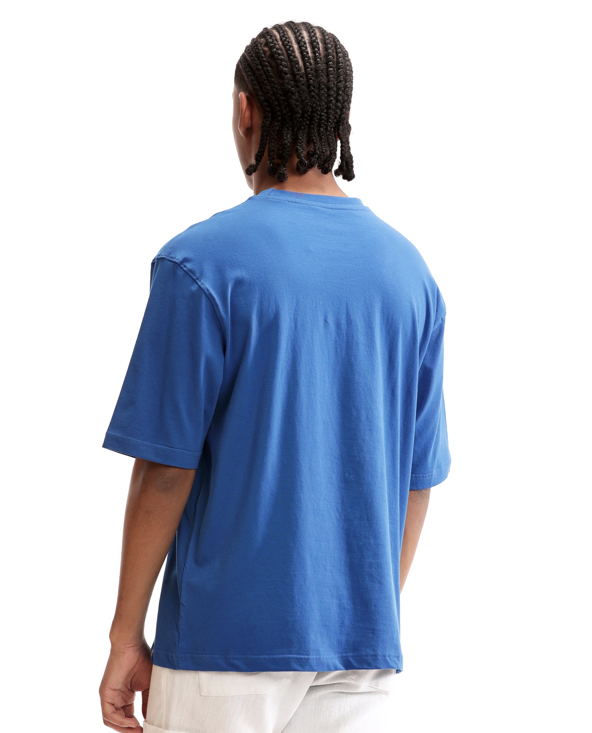 Imperial Prussian Blue Single Jersey Crew Neck Oversized T-Shirt with 7C Premium HD Print