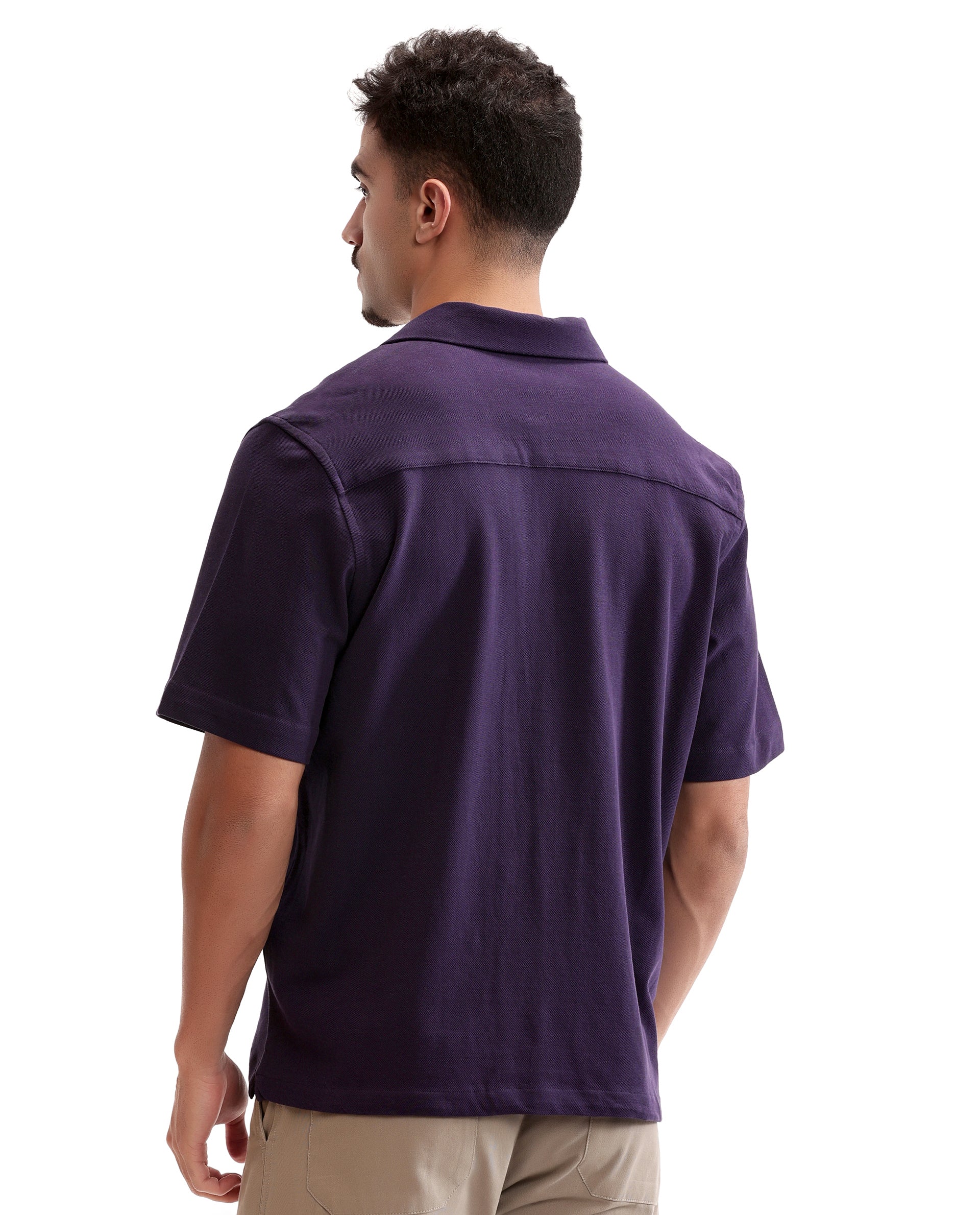 Deep Purple Pique Knit Shirt