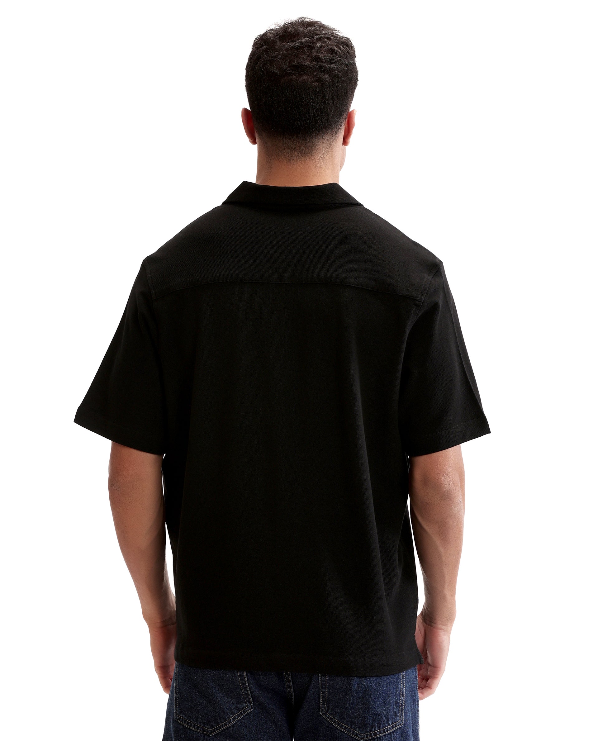 Charcoal Black Pique Knit Shirt