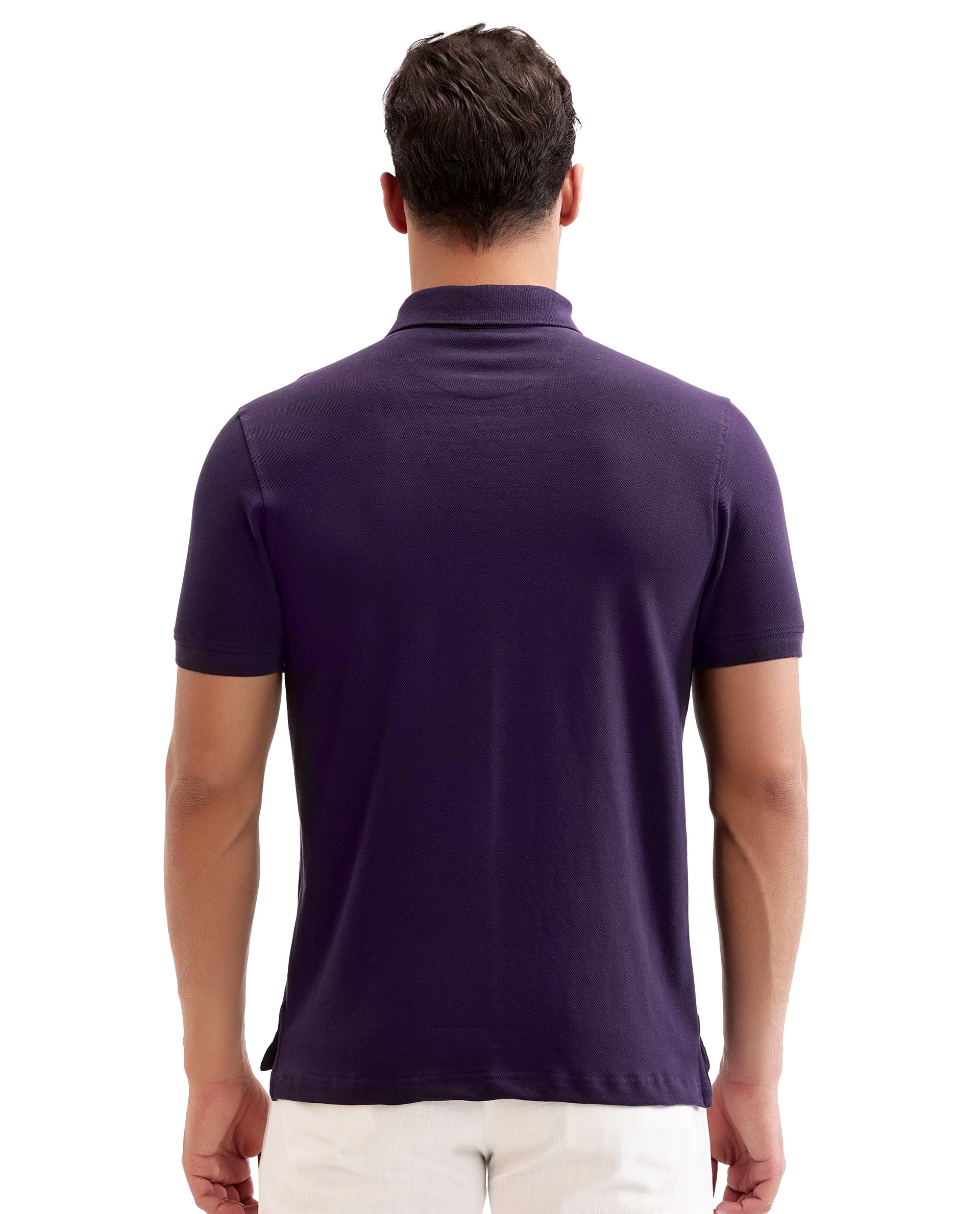 Deep Purple Pique Polo with Concealed 7C Metal Zip, HD Print