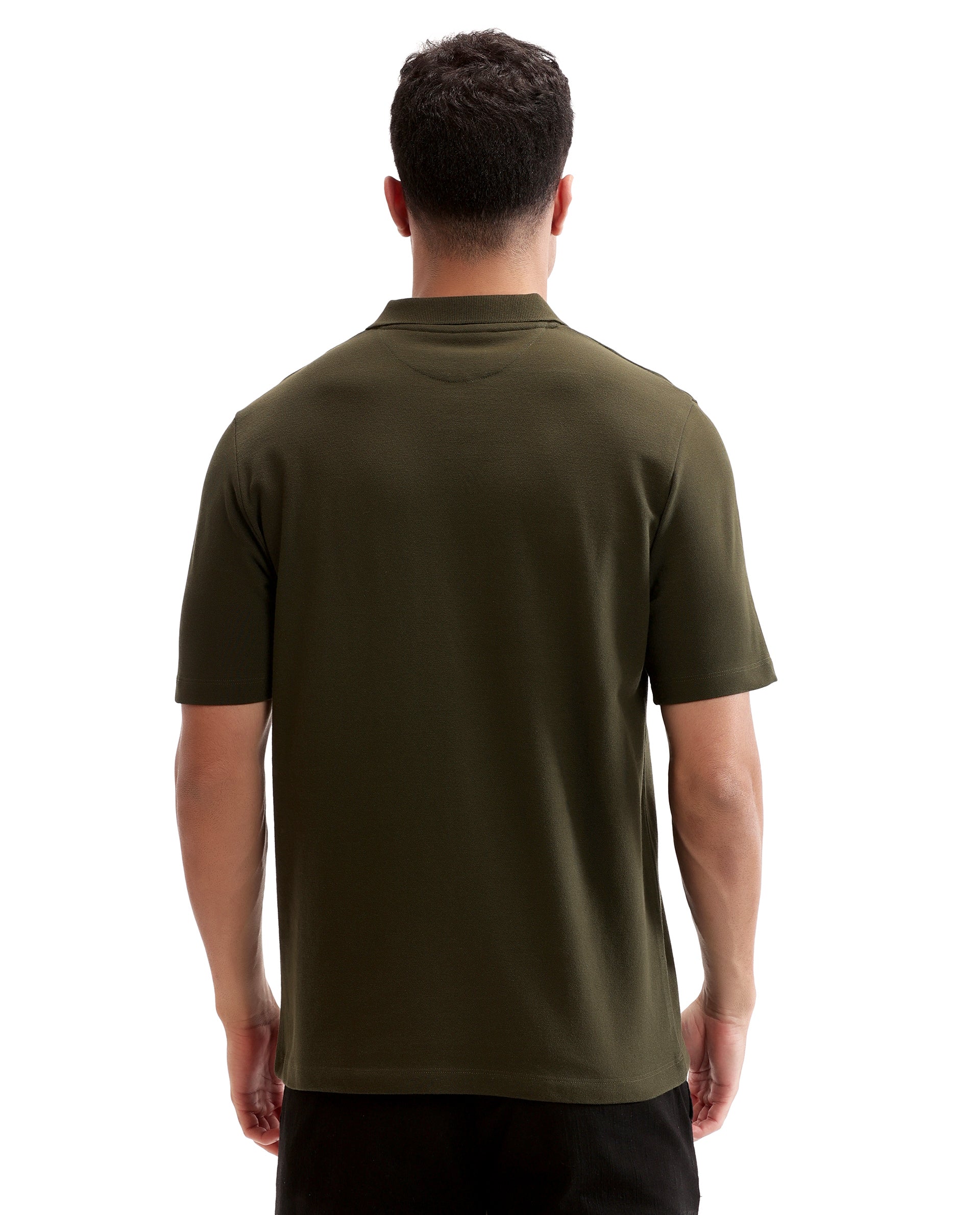 Vintage Olive Pique Johnny Collar Polo