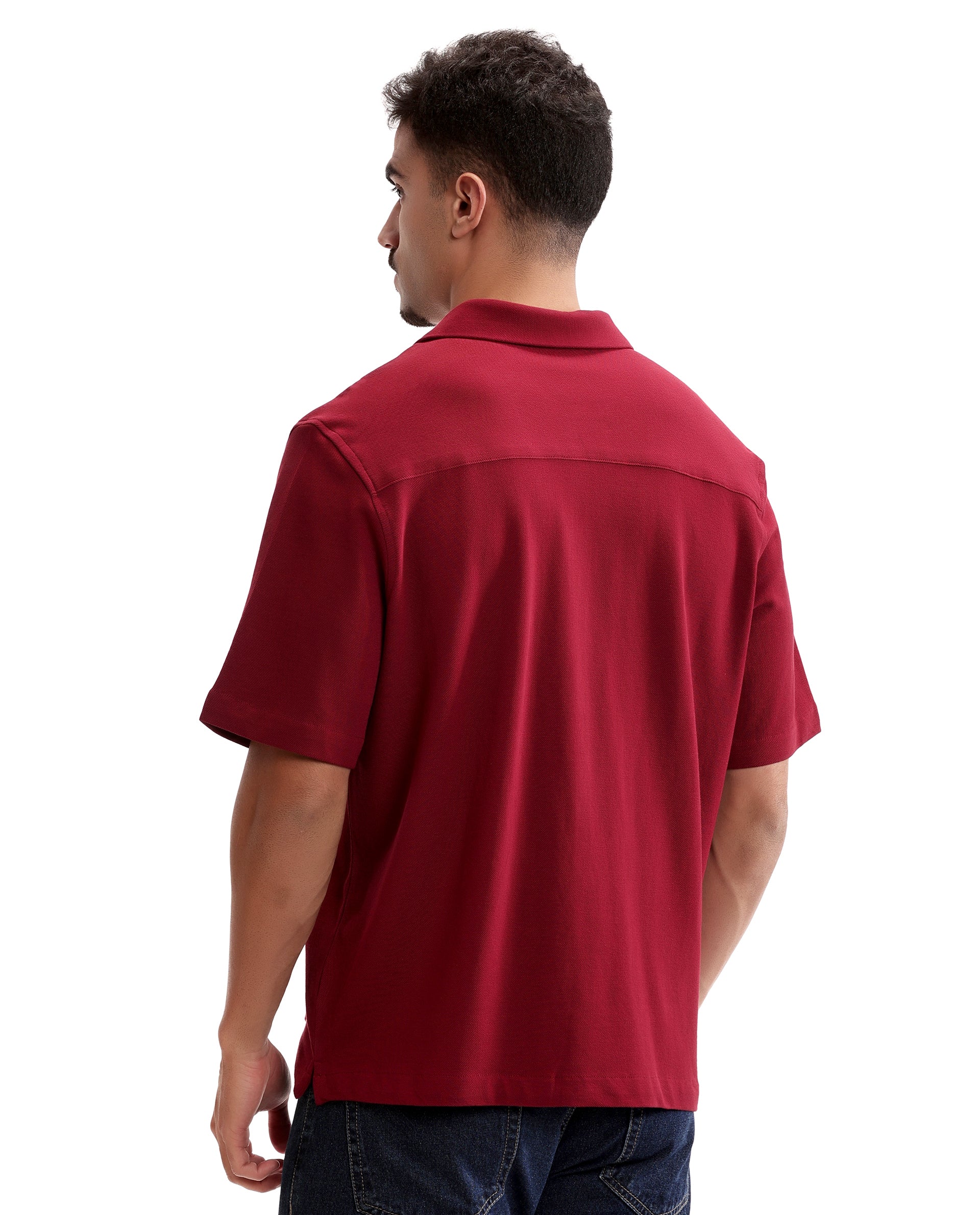 Bordeaux Maroon Pique Knit Shirt