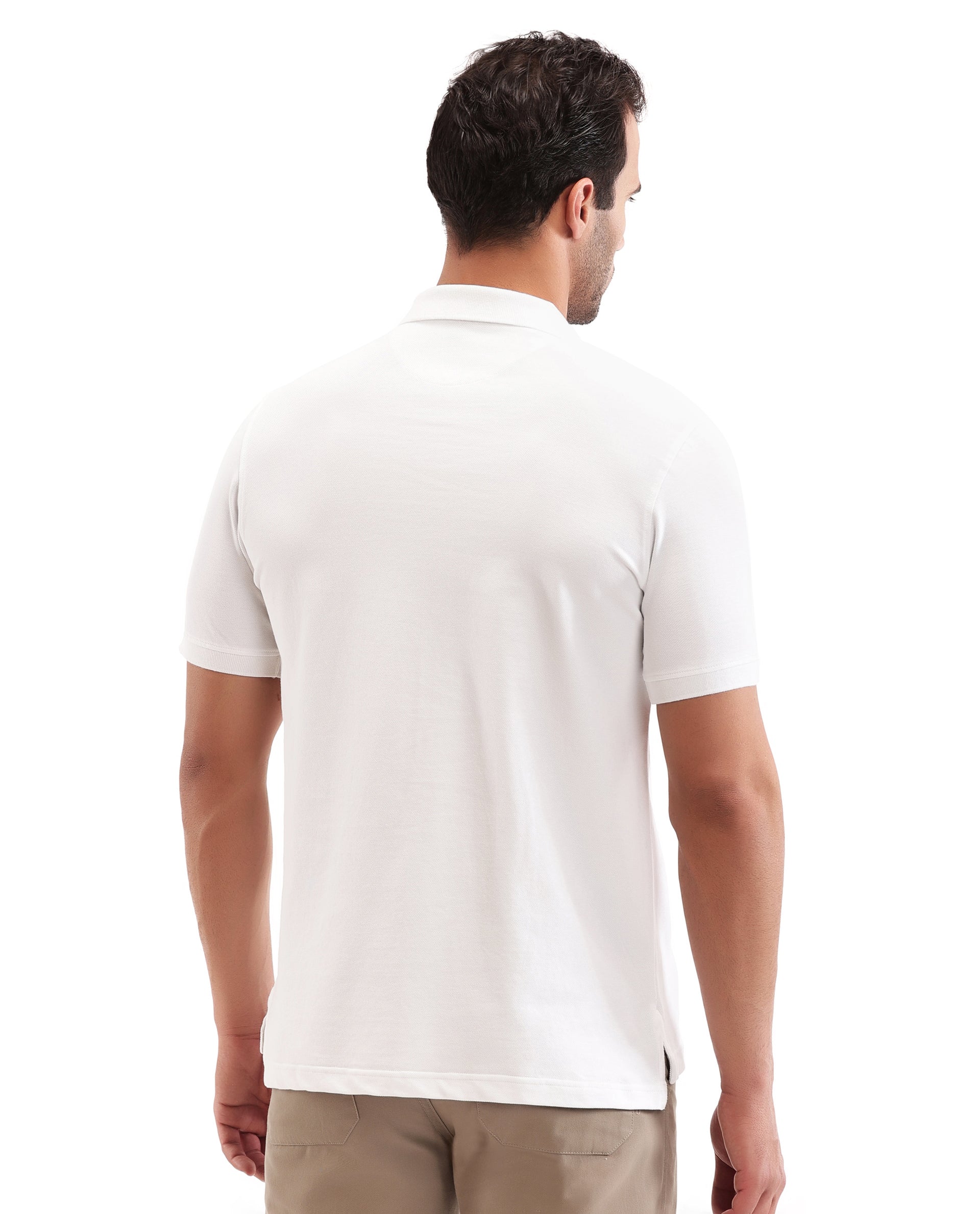 Pure White Pique Polo with Tufted Embroidery