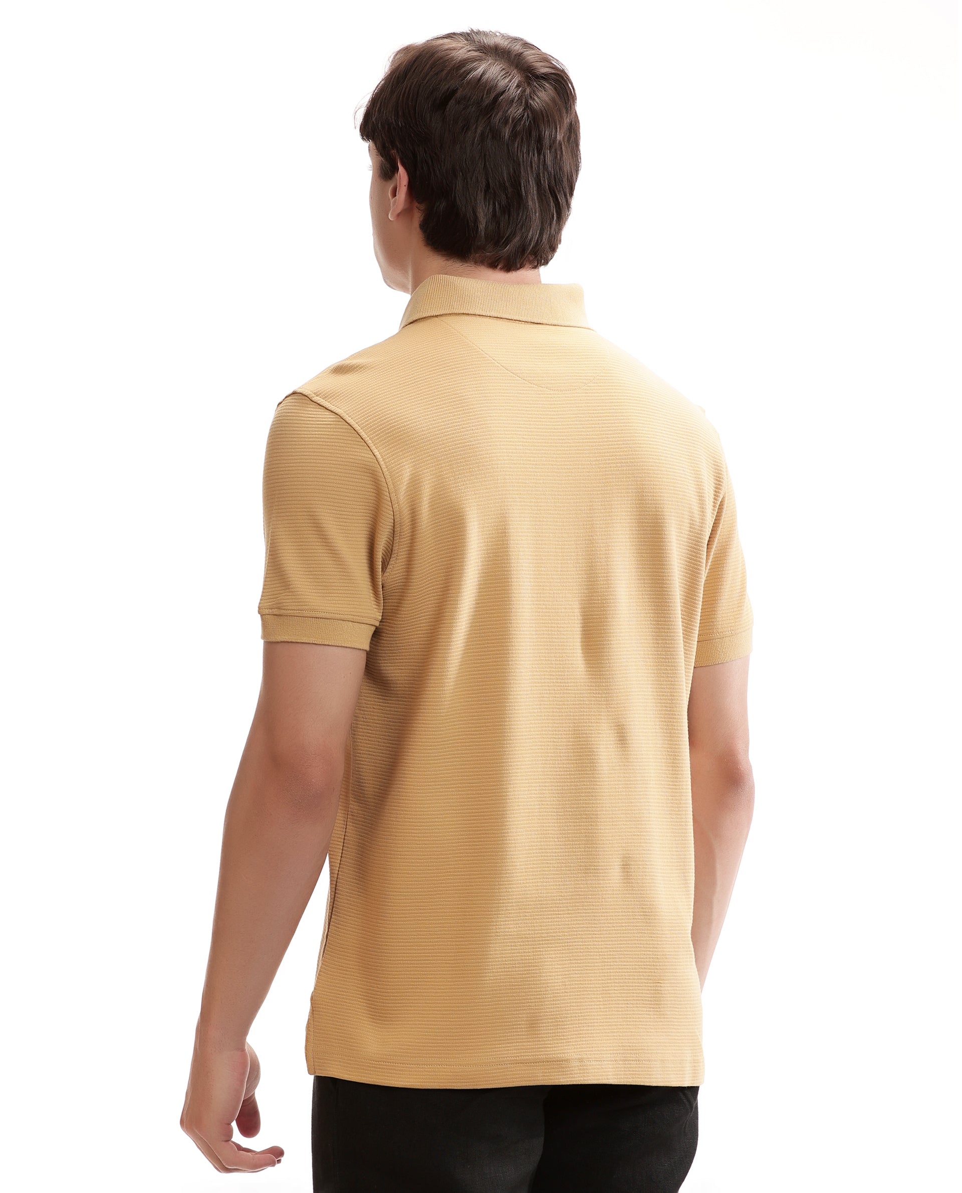 Camel Beige Knitted Ottoman Polo with 7C Metal Zip