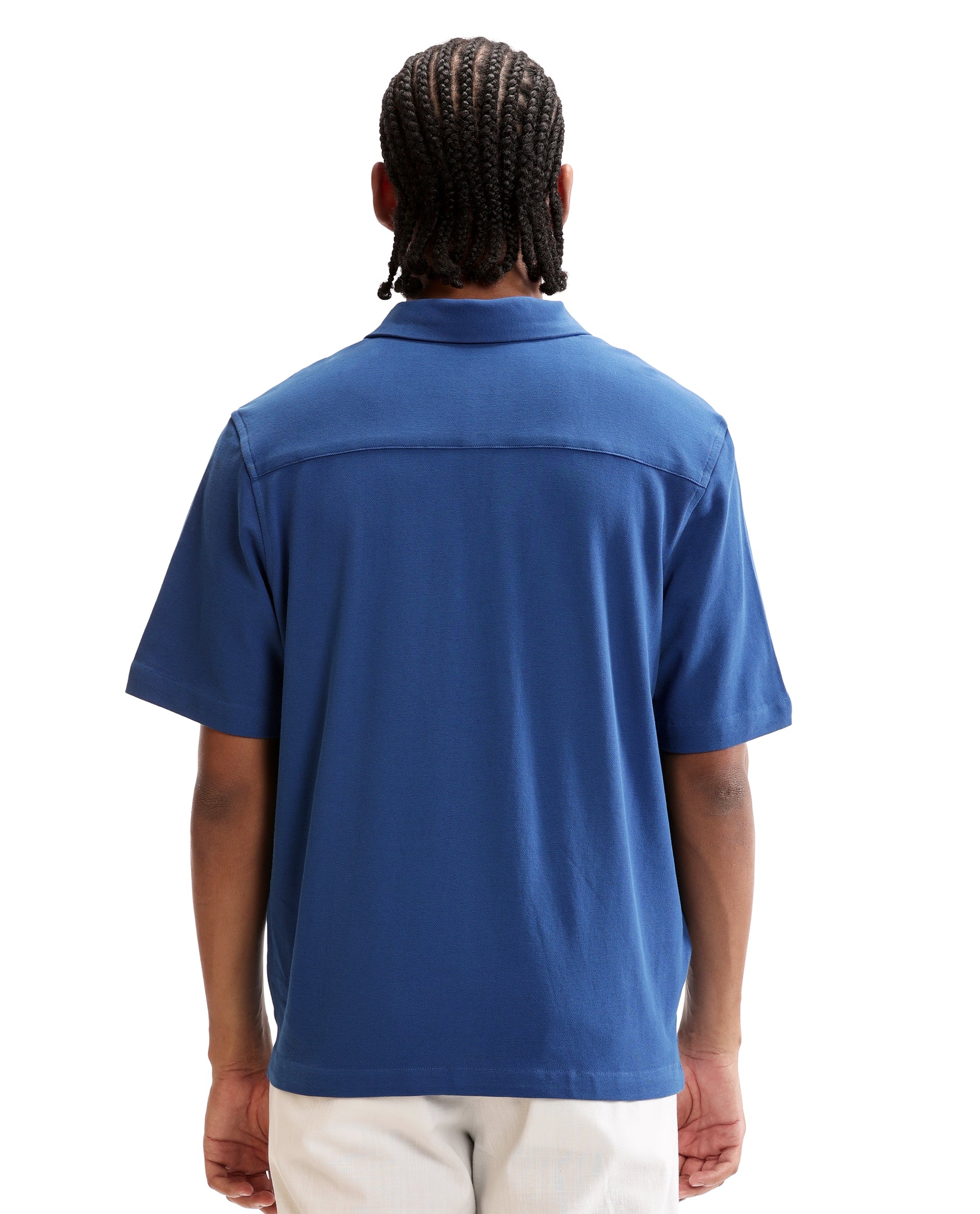 Imperial Prussian Blue Pique Knit Shirt with HD Print