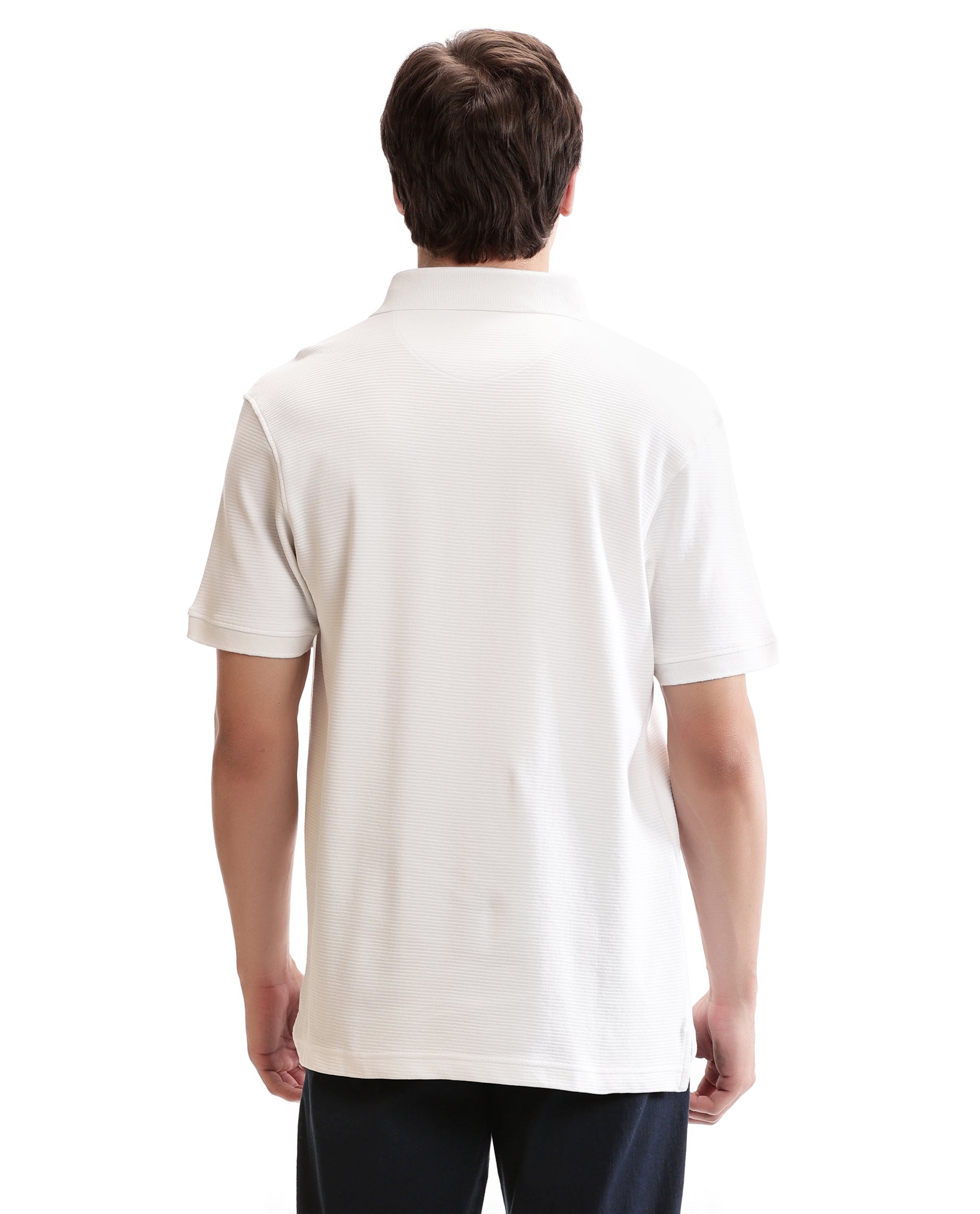 Pure White Knitted Ottoman Polo with 7C Metal Zip