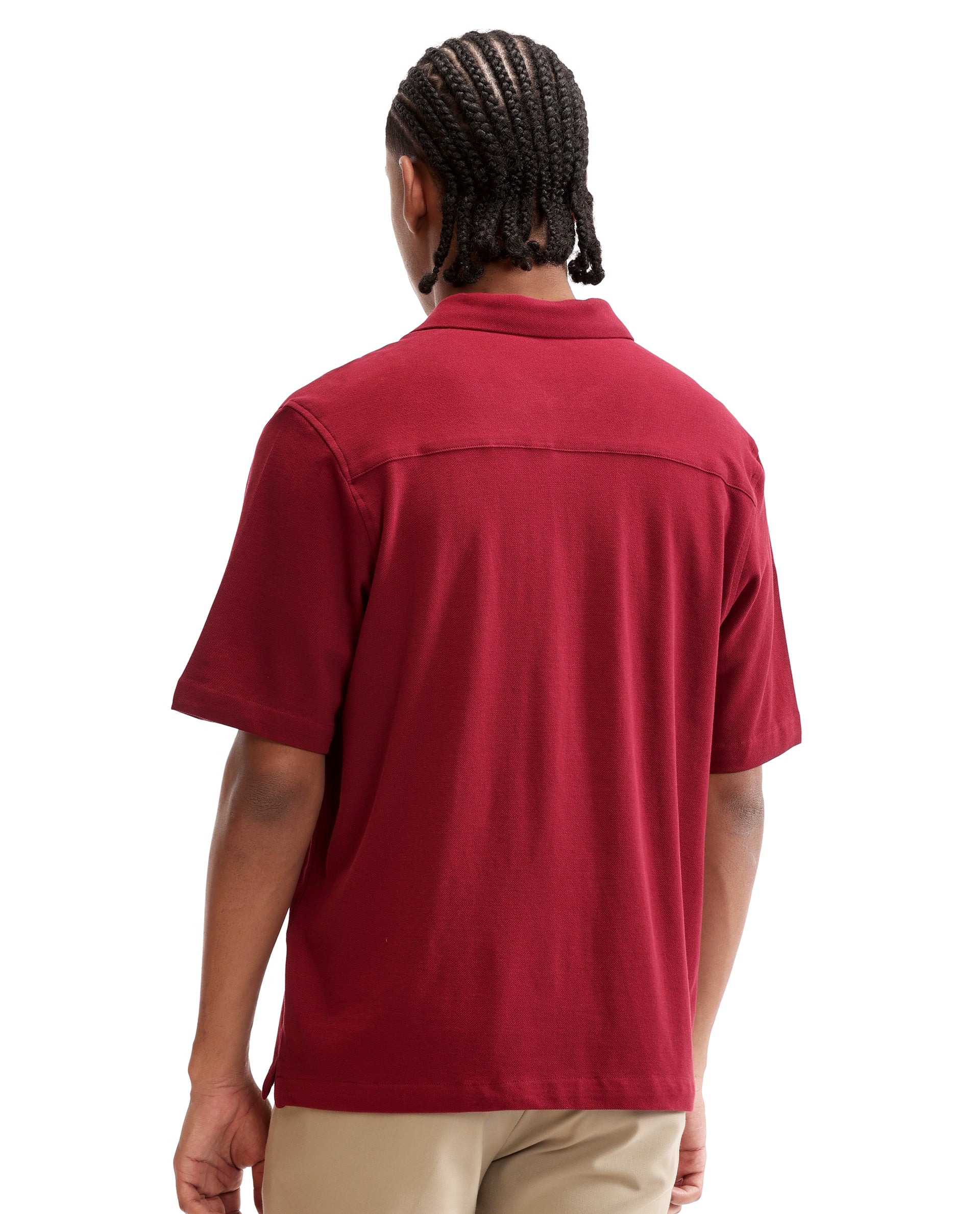 Bordeaux Maroon Pique Knit Shirt with HD Print