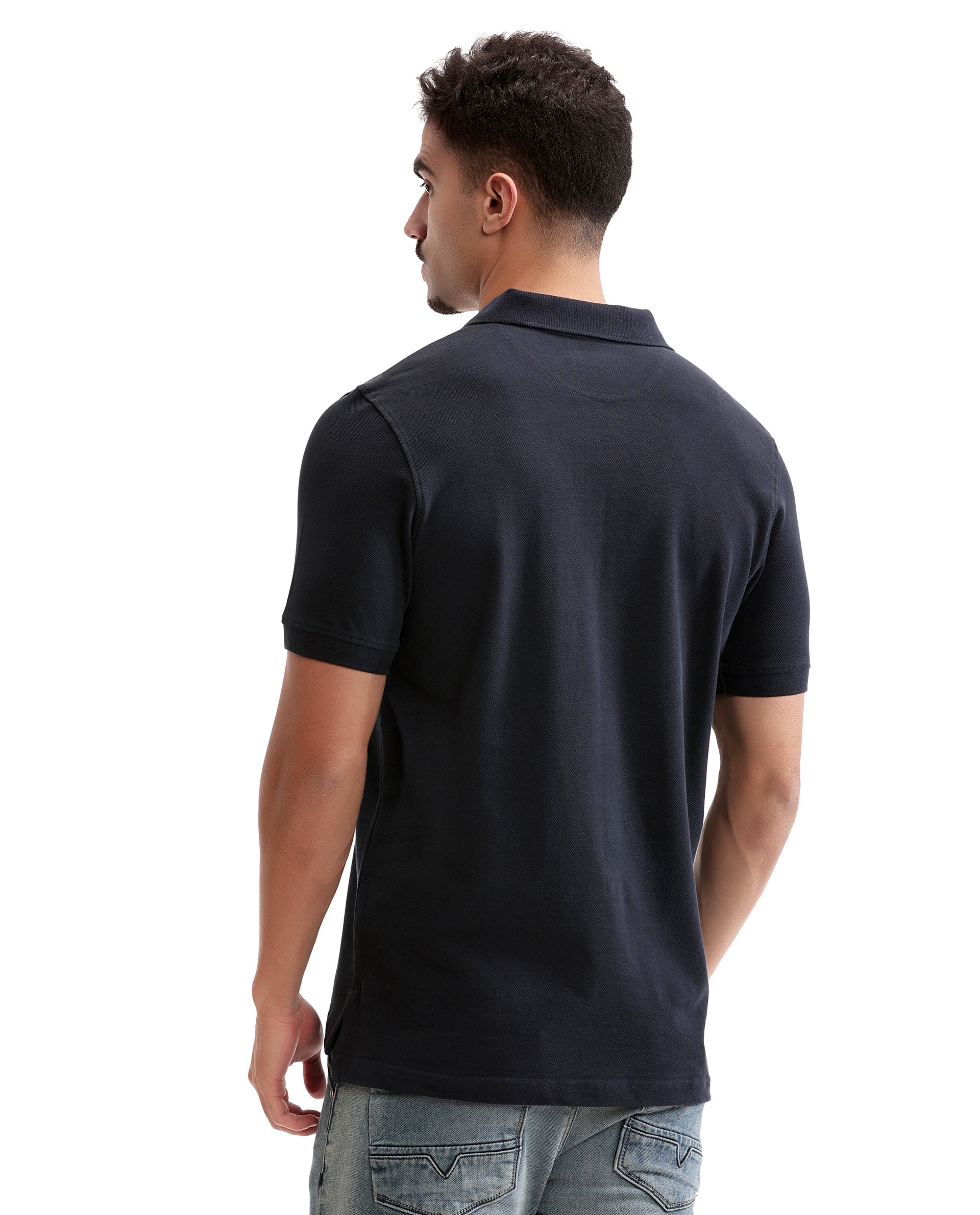 Midnight Navy Blue Pique Polo