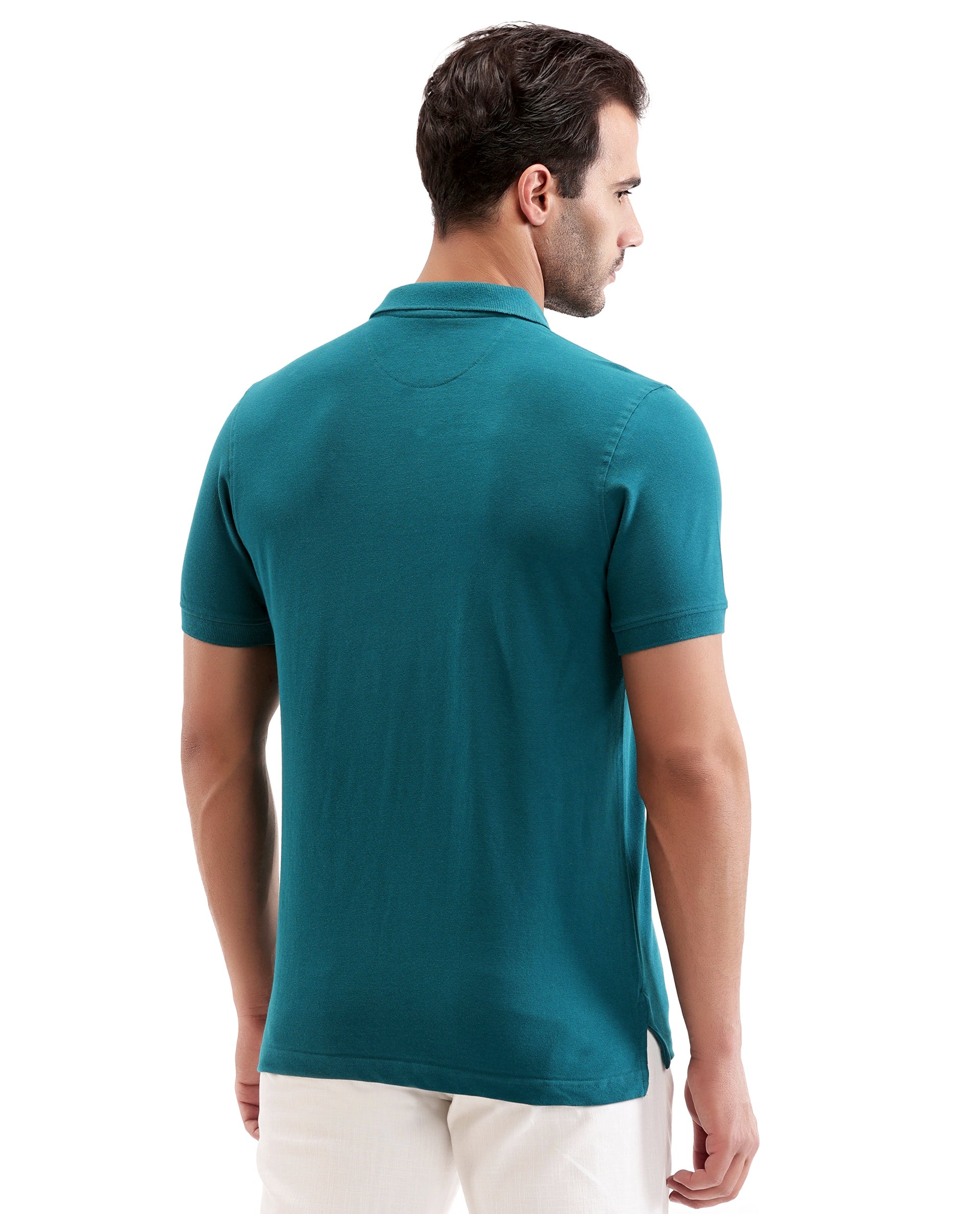 Ocean Teal Pique Polo with Tone-on-Tone 7C Embroidery