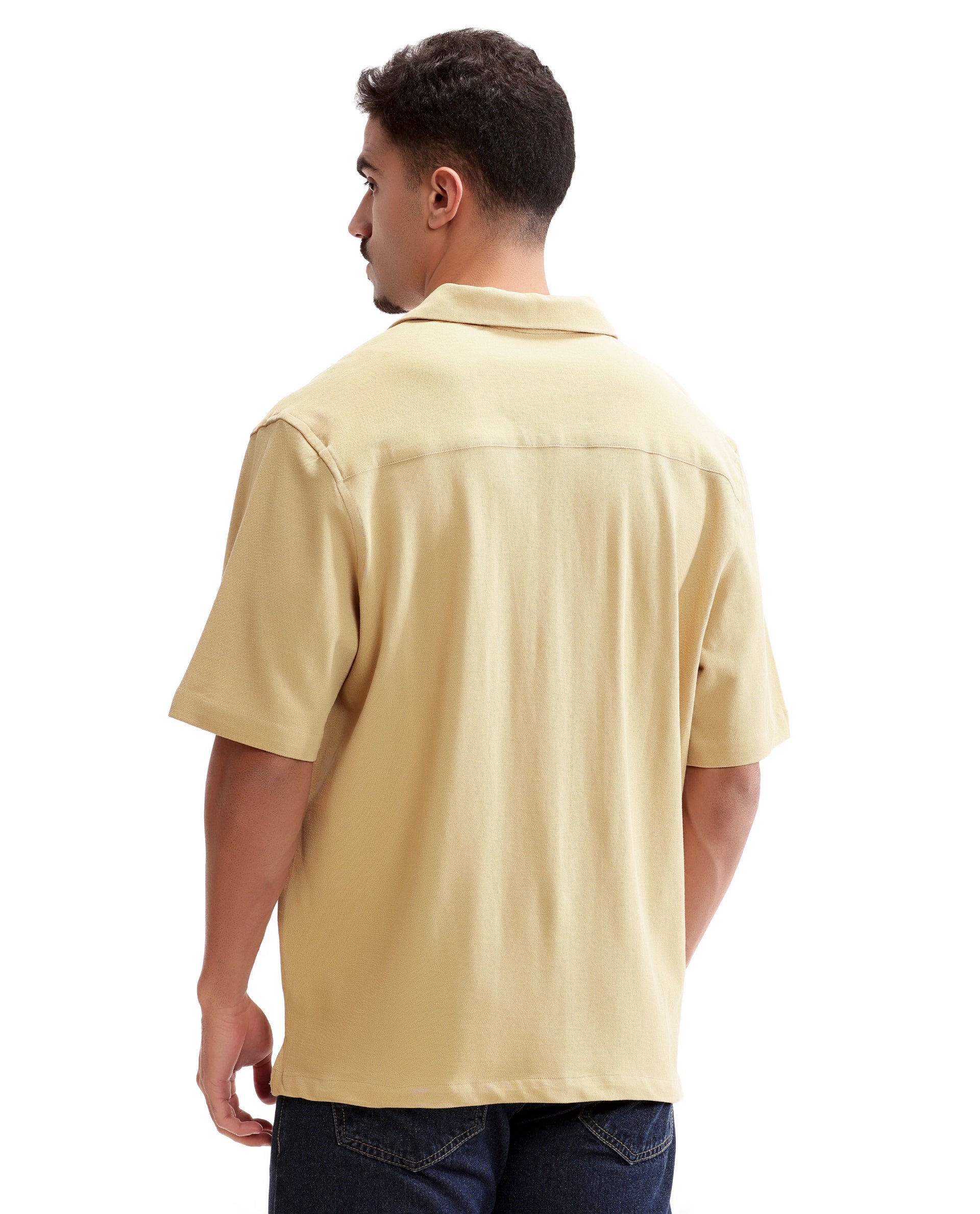 Camel Beige Pique Knit Shirt