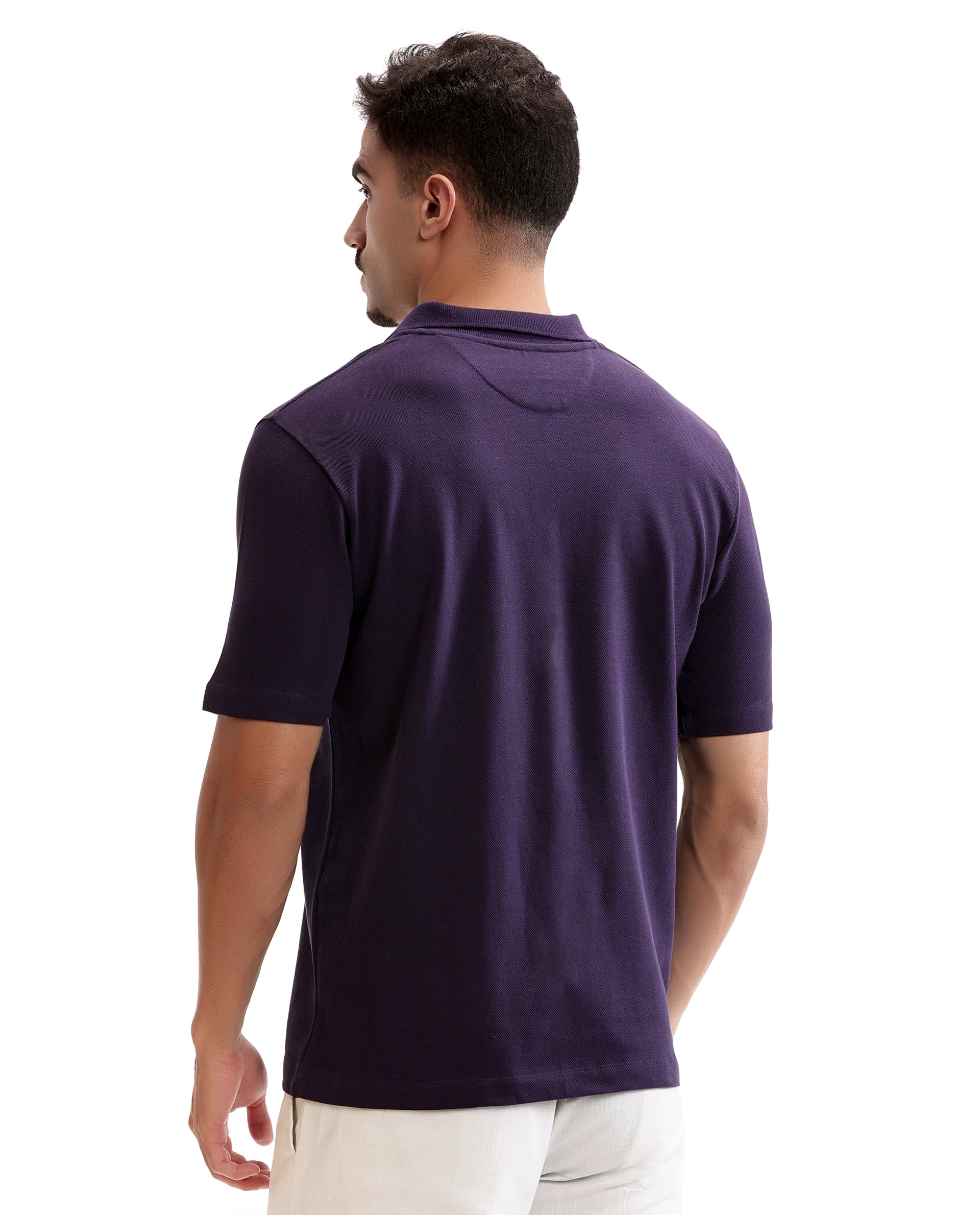 Deep Purple Pique Johnny Collar Polo with HD Print