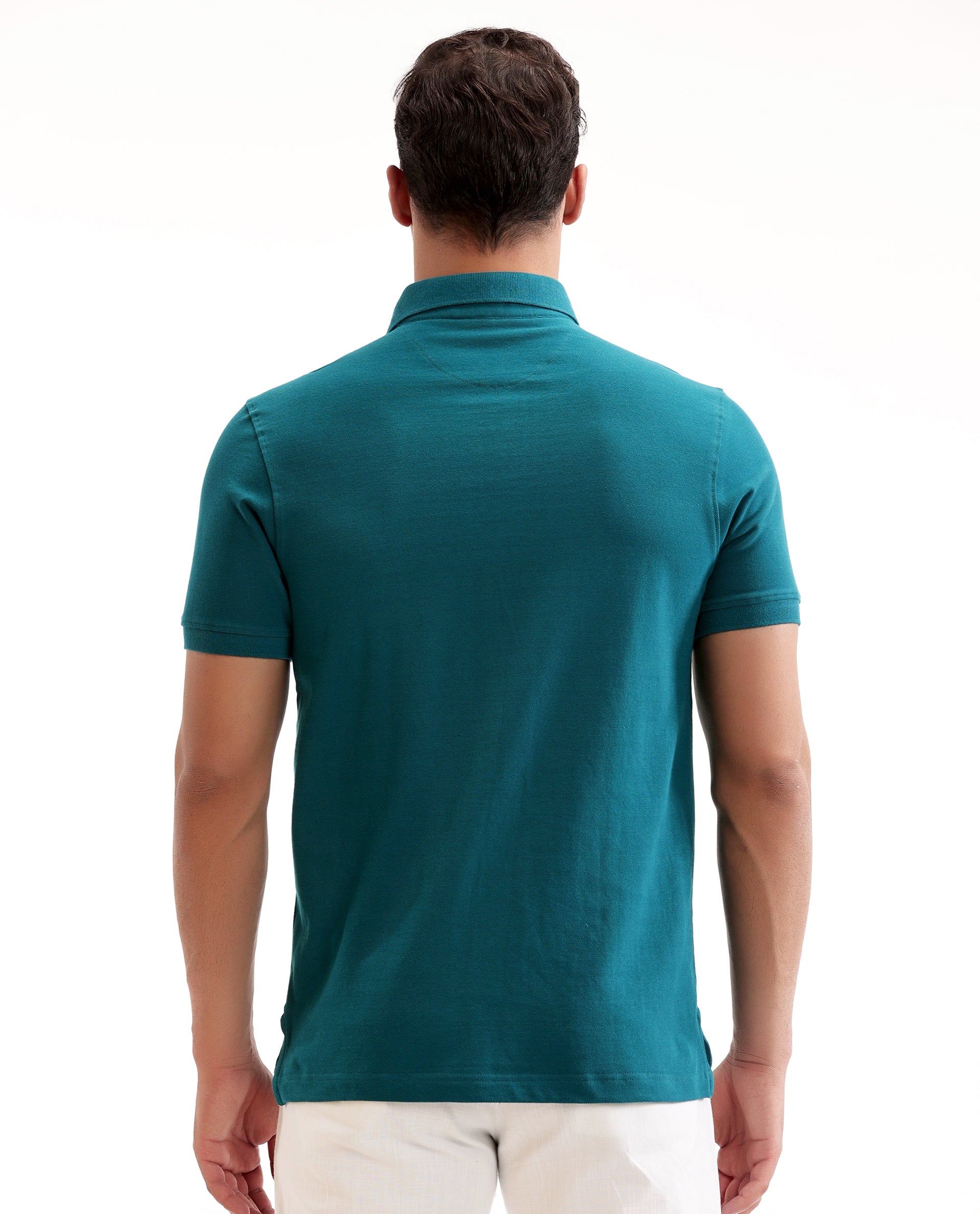 Ocean Teal Pique Polo with Concealed 7C Metal Zip, HD Print