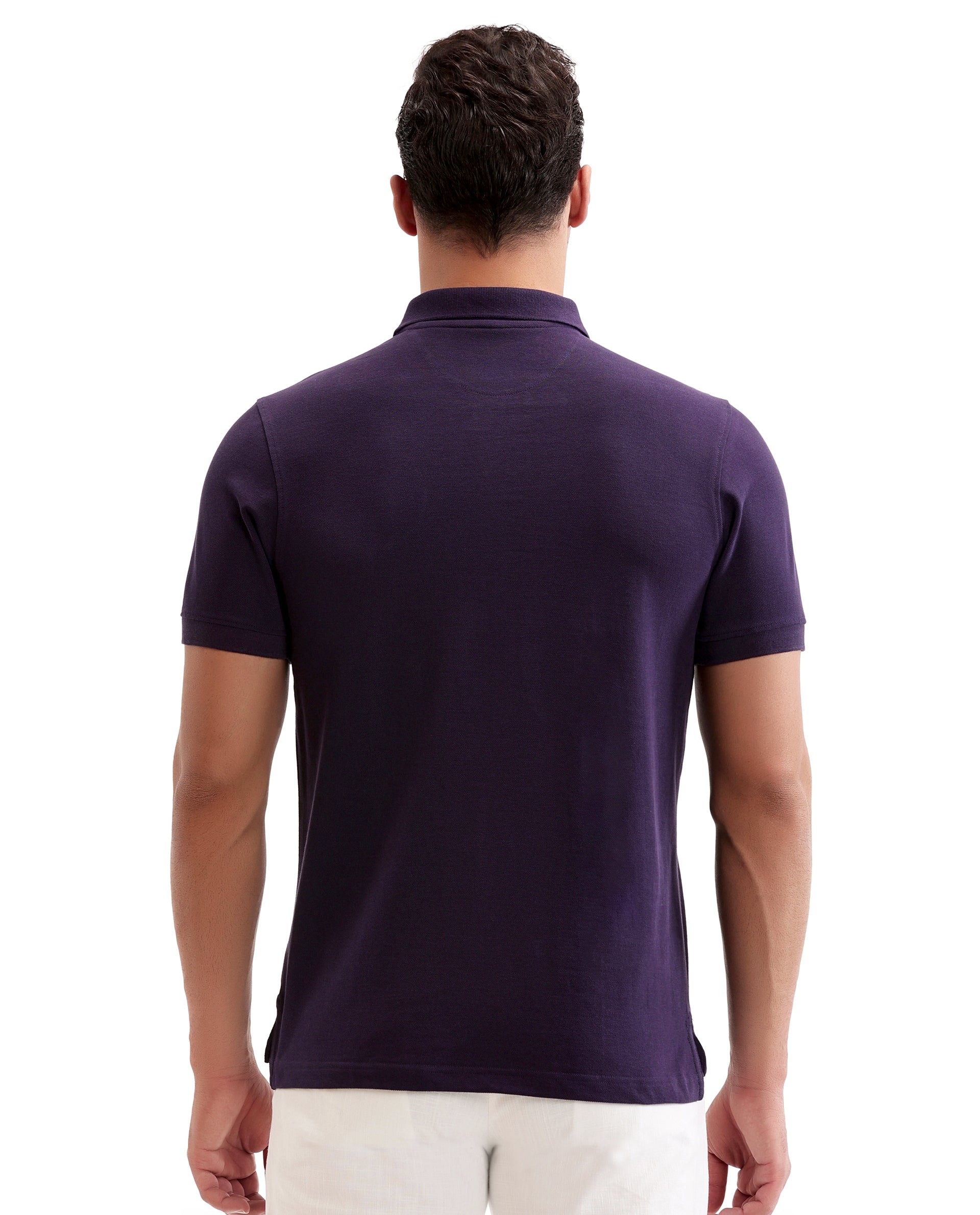 Deep Purple Pique Polo with Tone-on-Tone 7C Embroidery