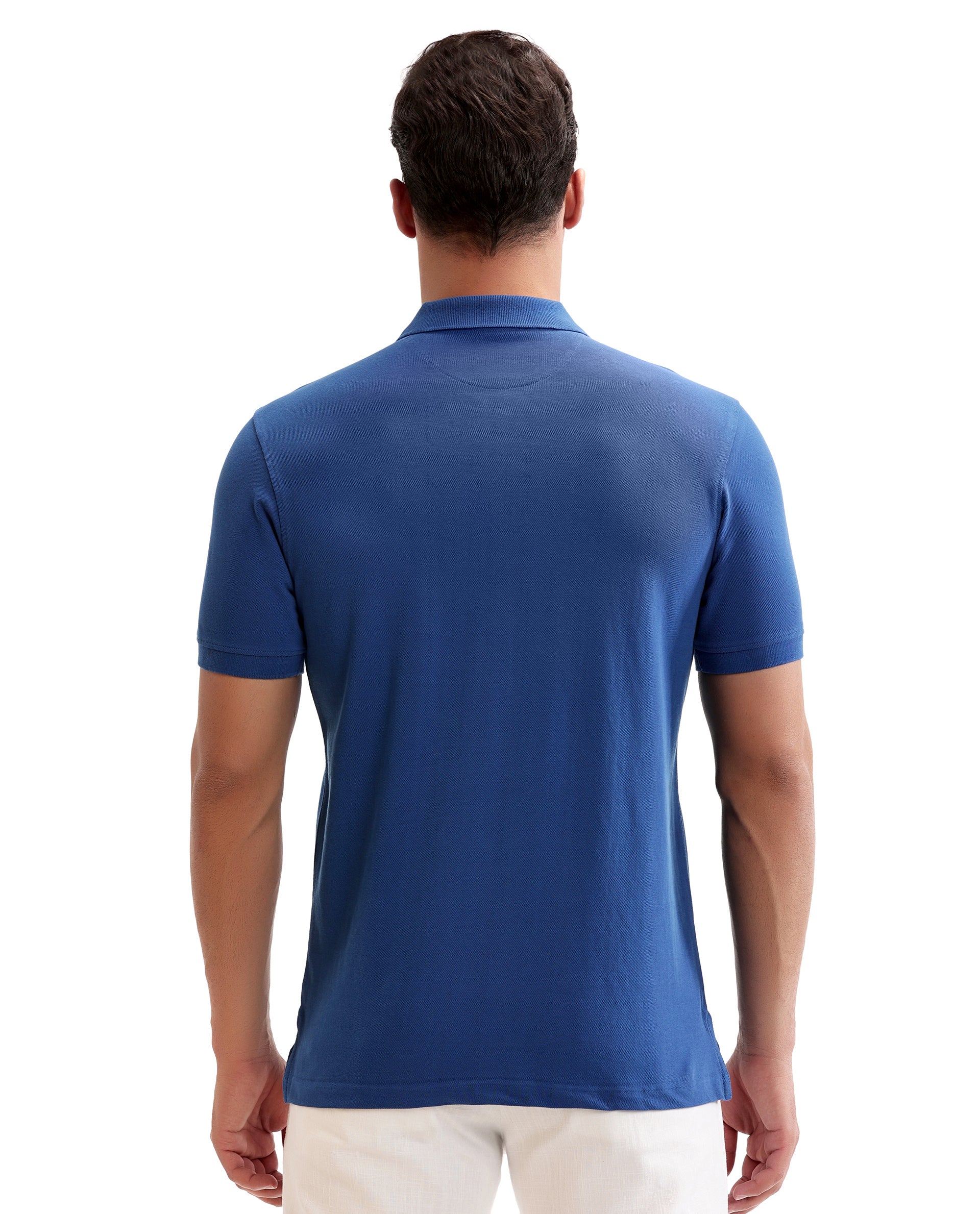 Imperial Prussian Blue Pique Polo with Tone-on-Tone 7C Embroidery