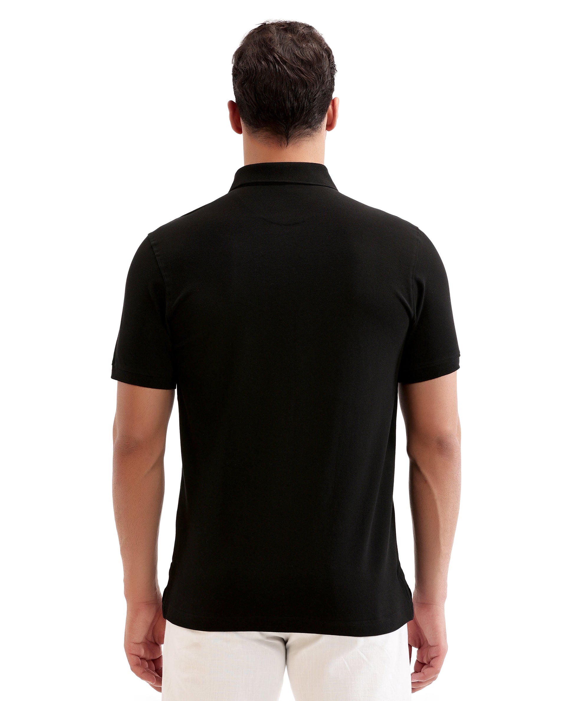 Charcoal Black Solid Polo with Concealed 7C Metal Zip, HD Print