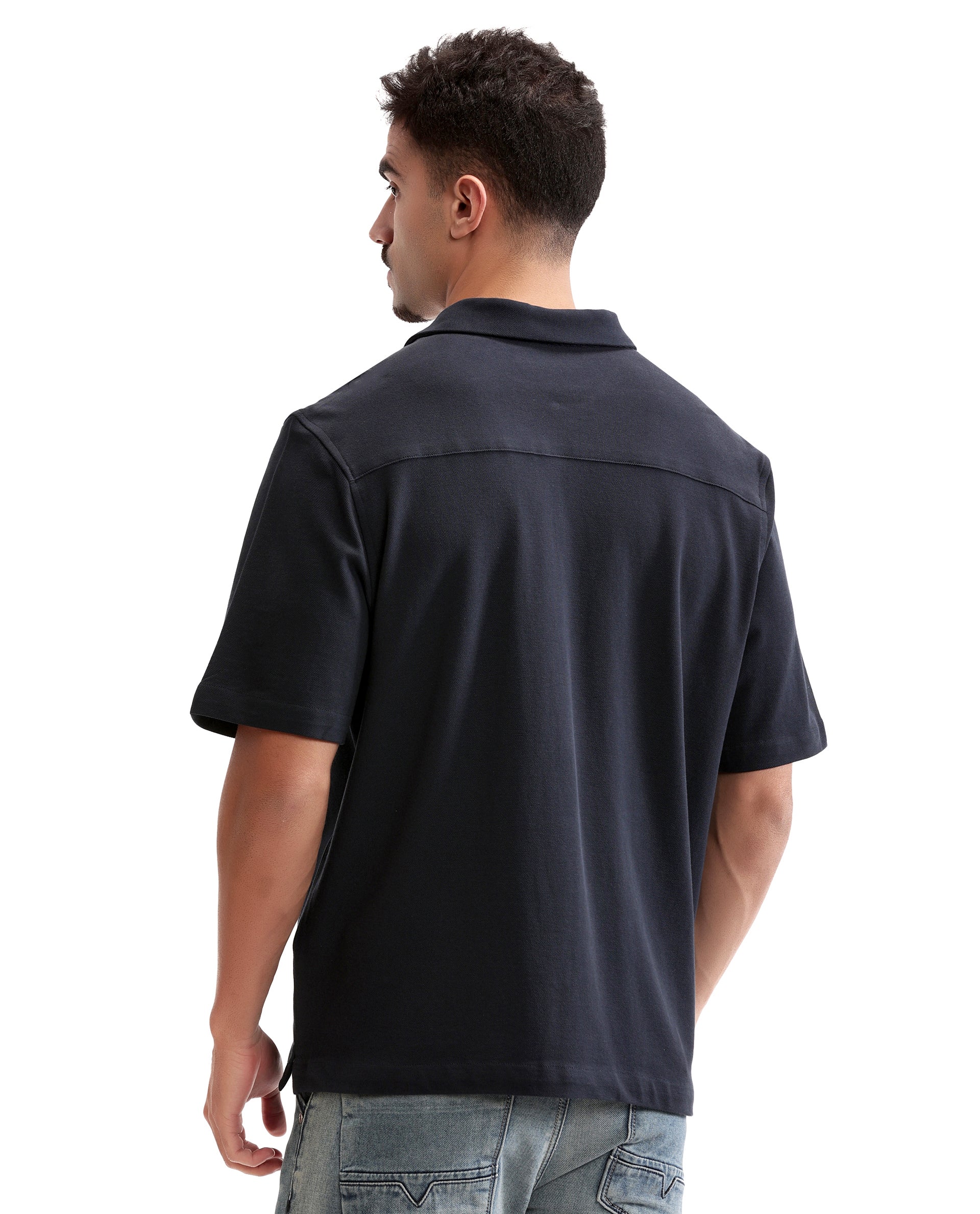 Midnight Navy Blue Pique Knit Shirt