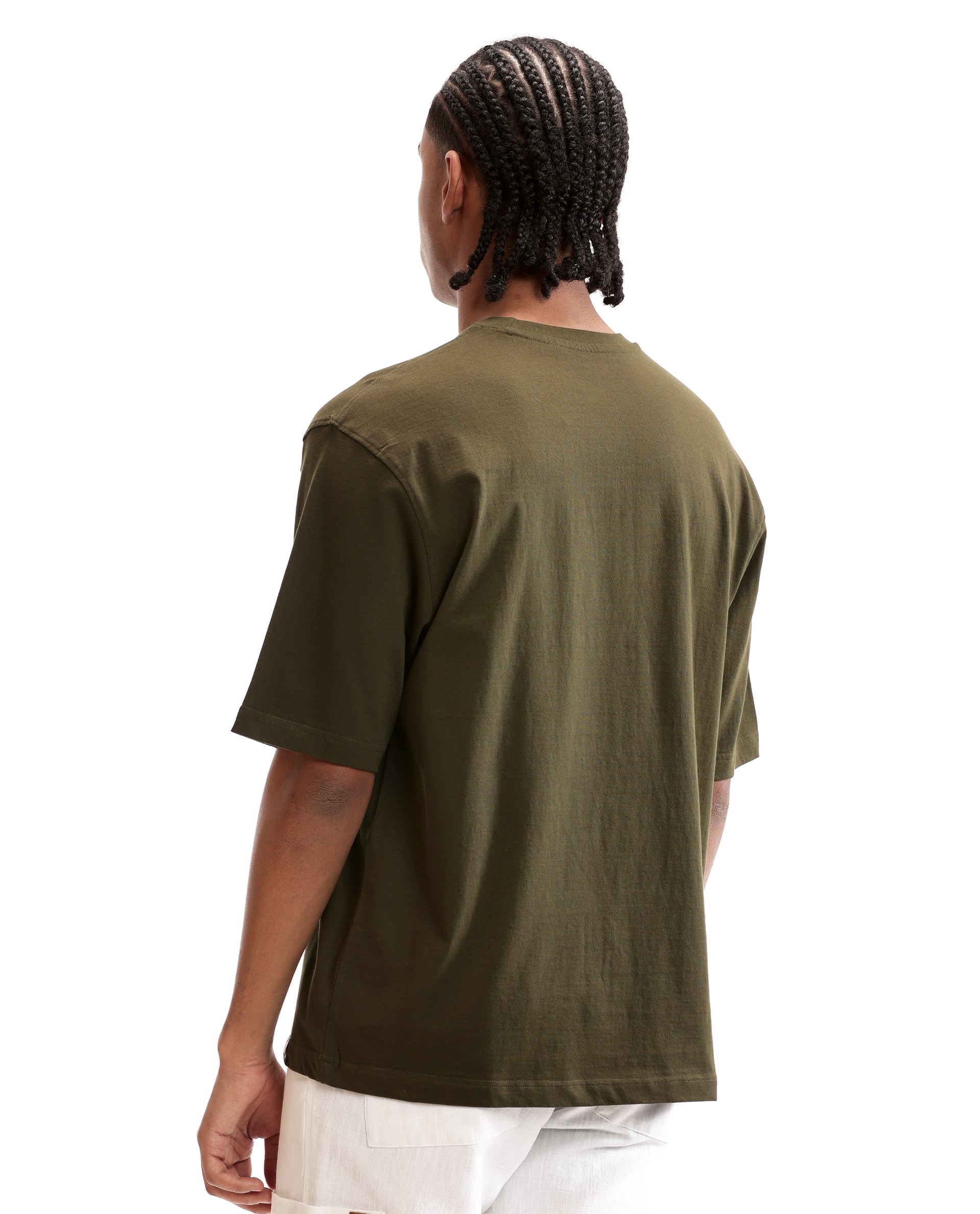 Vintage Olive Single Jersey Crew Neck Oversized T-Shirt with 7C Premium HD Print