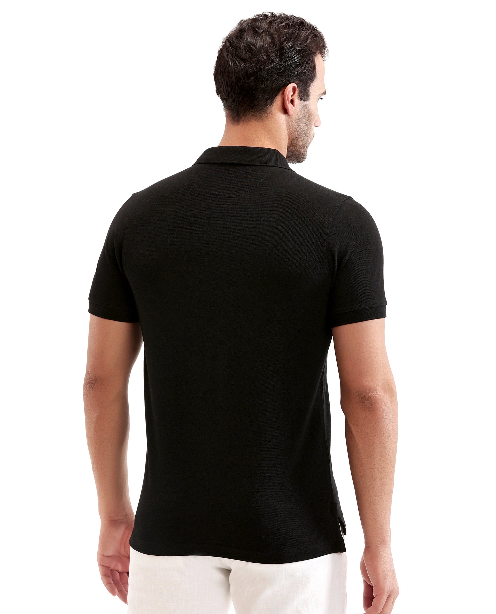 Charcoal Black Pique Polo with Tone-on-Tone 7C Embroidery