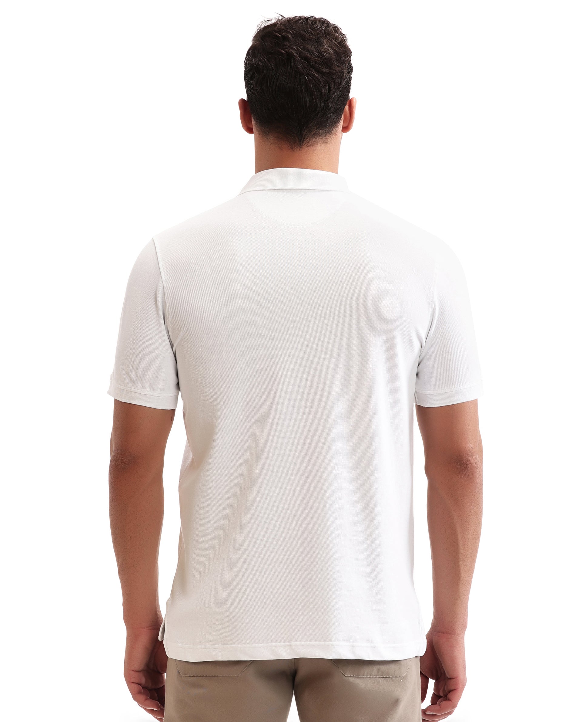 Pure White Pique Polo with Metal Buttons, 7C Metal Badge