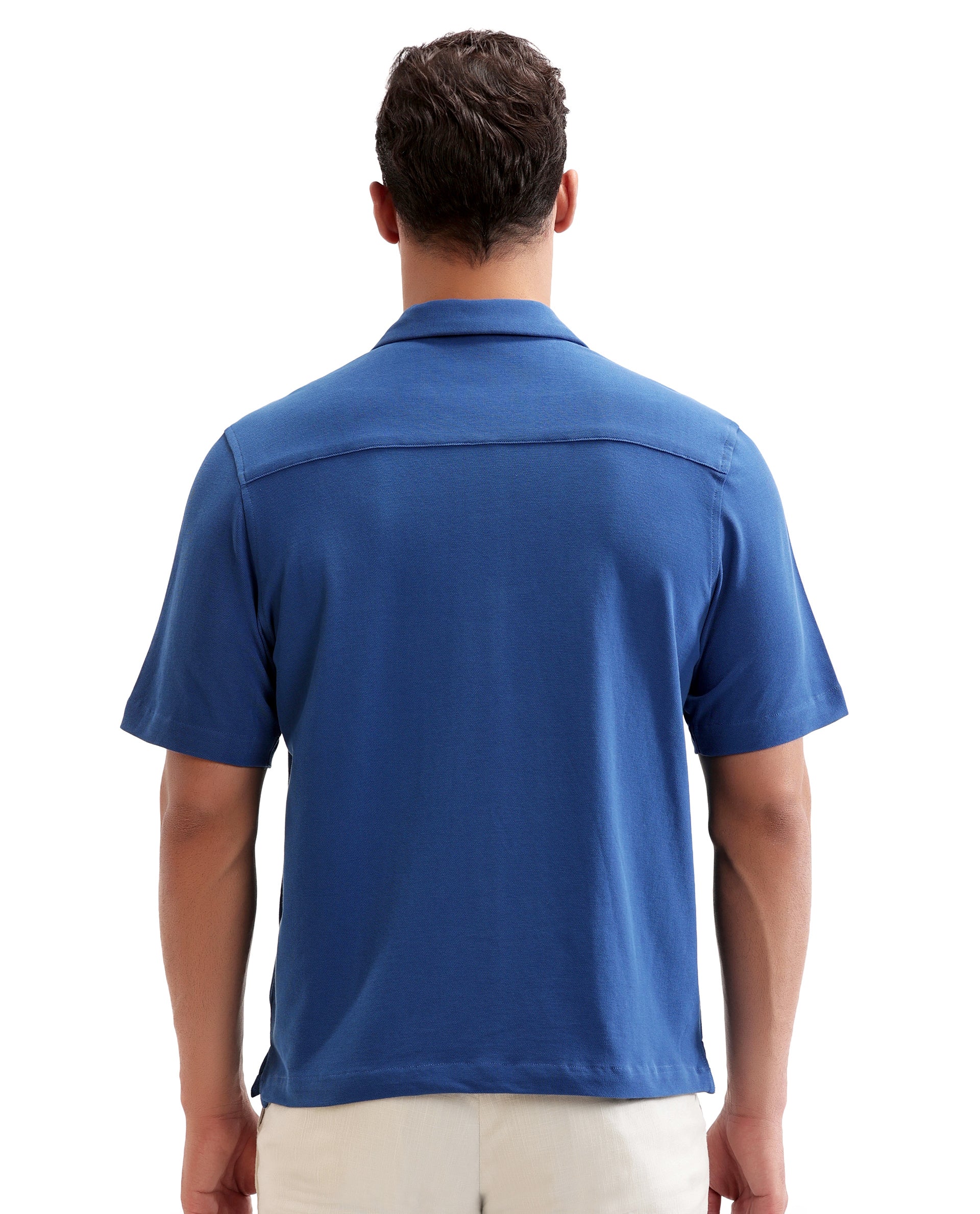 Imperial Prussian Blue Pique Knit Shirt with 7C Engraved Snap Buttons, Gun Metal Badge