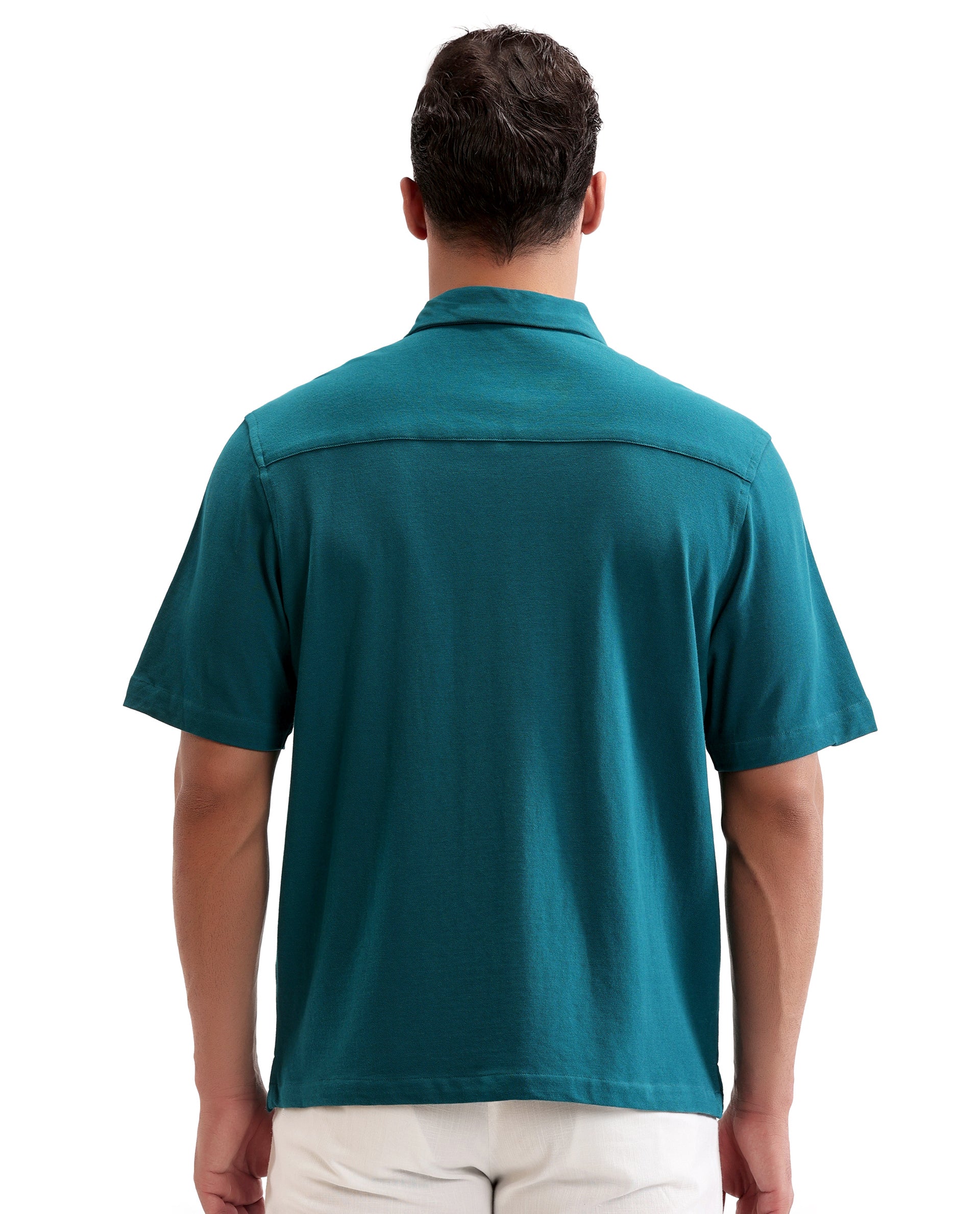 Ocean Teal Pique Knit Shirt with 7C Metal Buttons, Gun Metal Badge