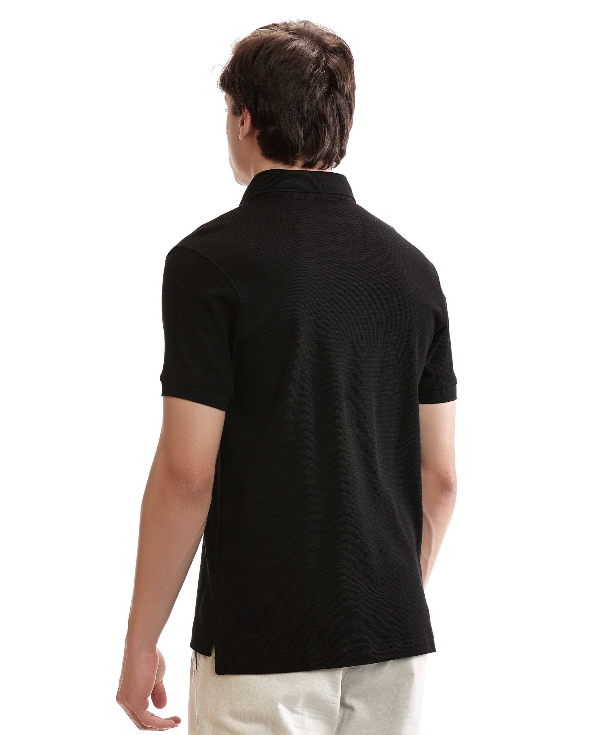 Charcoal Black Knitted Waffle Polo with 7C Metal Zip