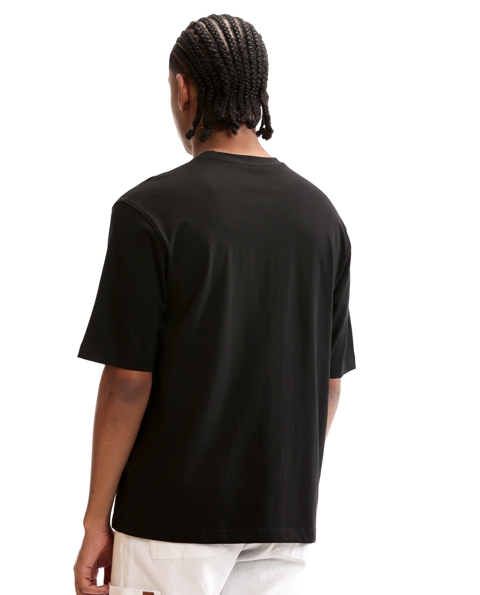 Charcoal Black Single Jersey Crew Neck Oversized T-Shirt with 7C Premium HD Print