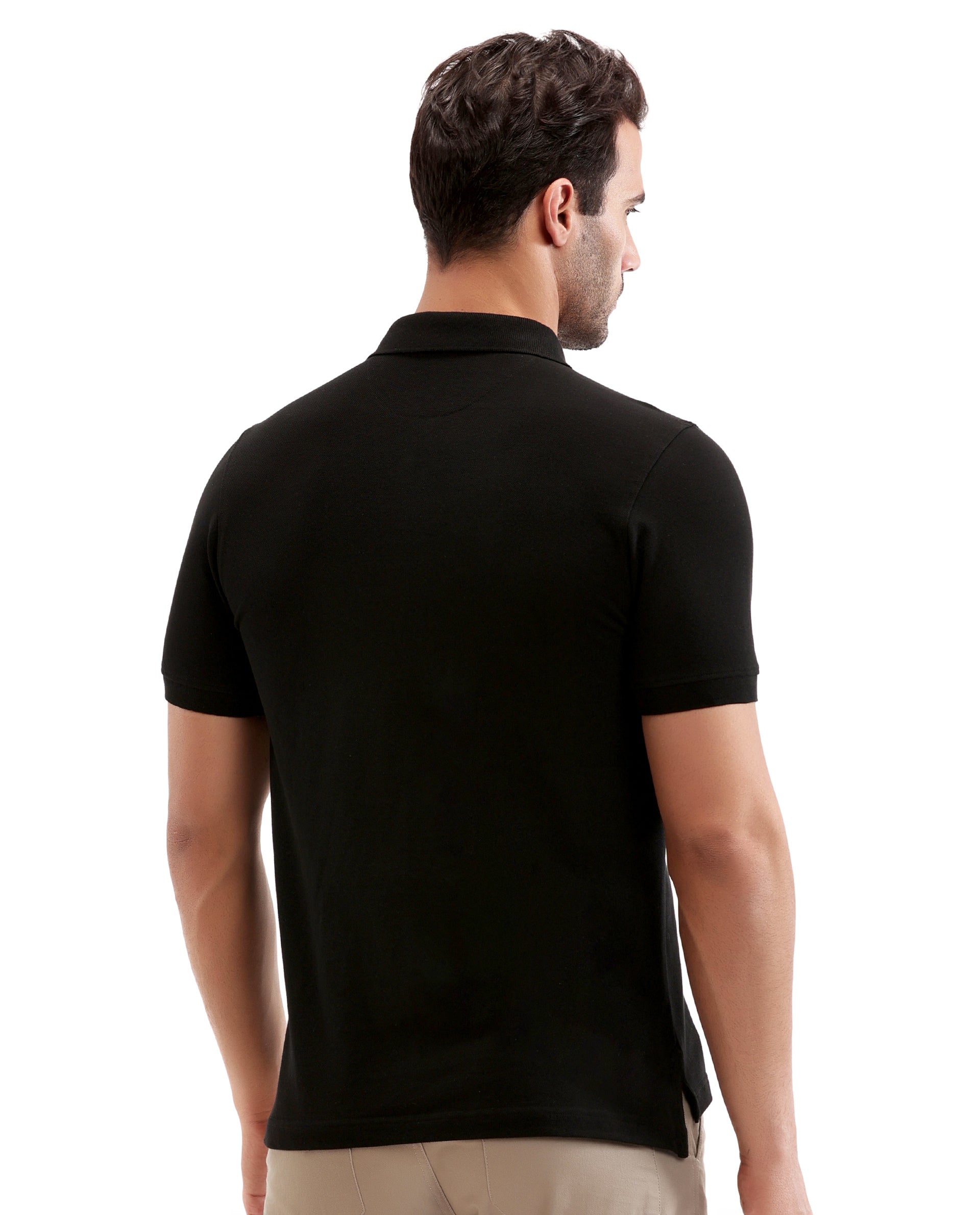 Charcoal Black Pique Polo with 7C Snap Buttons, Metal Badge